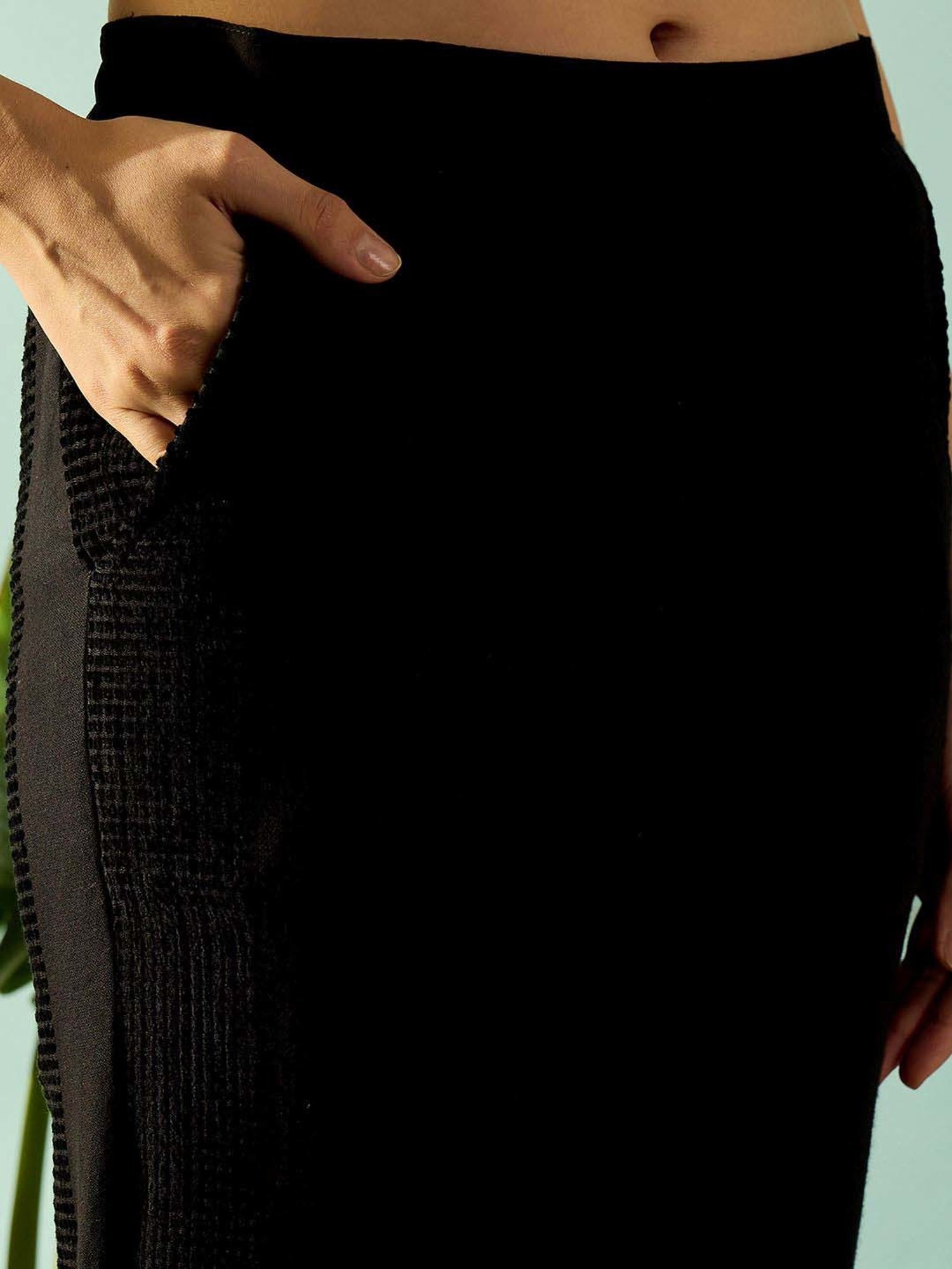 The Kaftan Company Black Cotton Self Pattern Top Pants Set