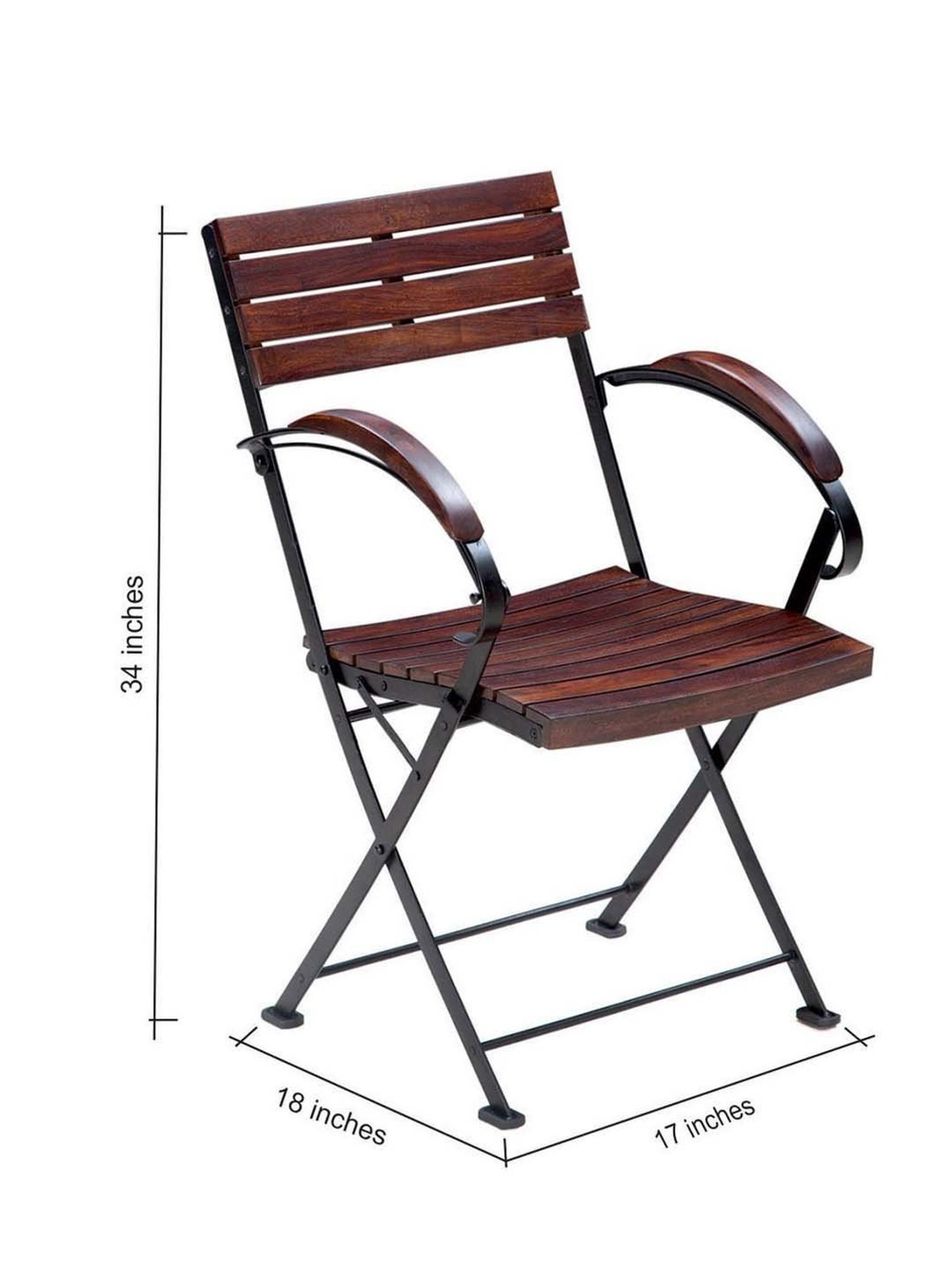 Fabindia Home Brown & Black Sheesham Wood BistroArm Verandah Chair