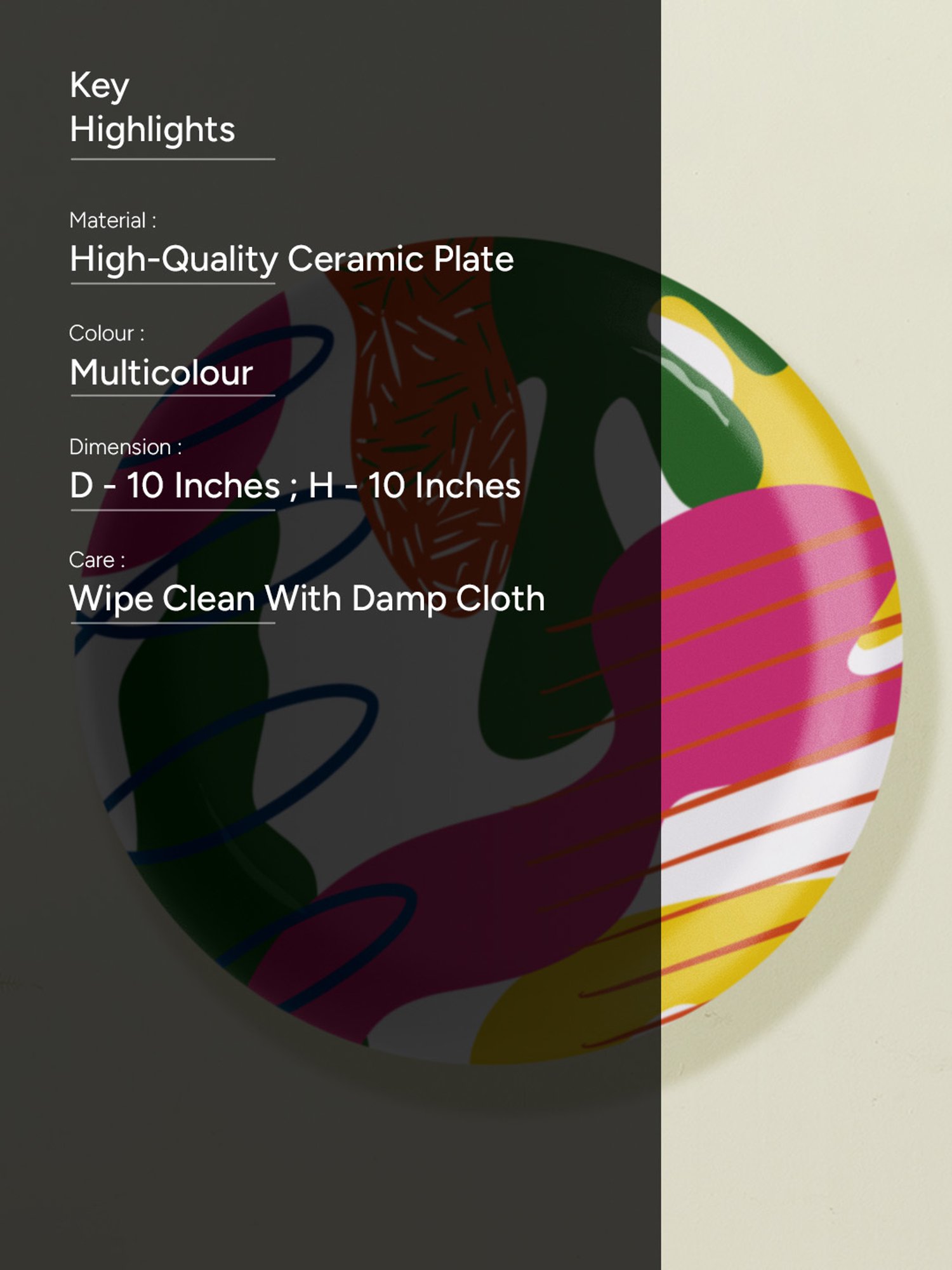 Nestroots Textured Terrain Multicolour Porcelain&iquest;Decorative Wall Plate