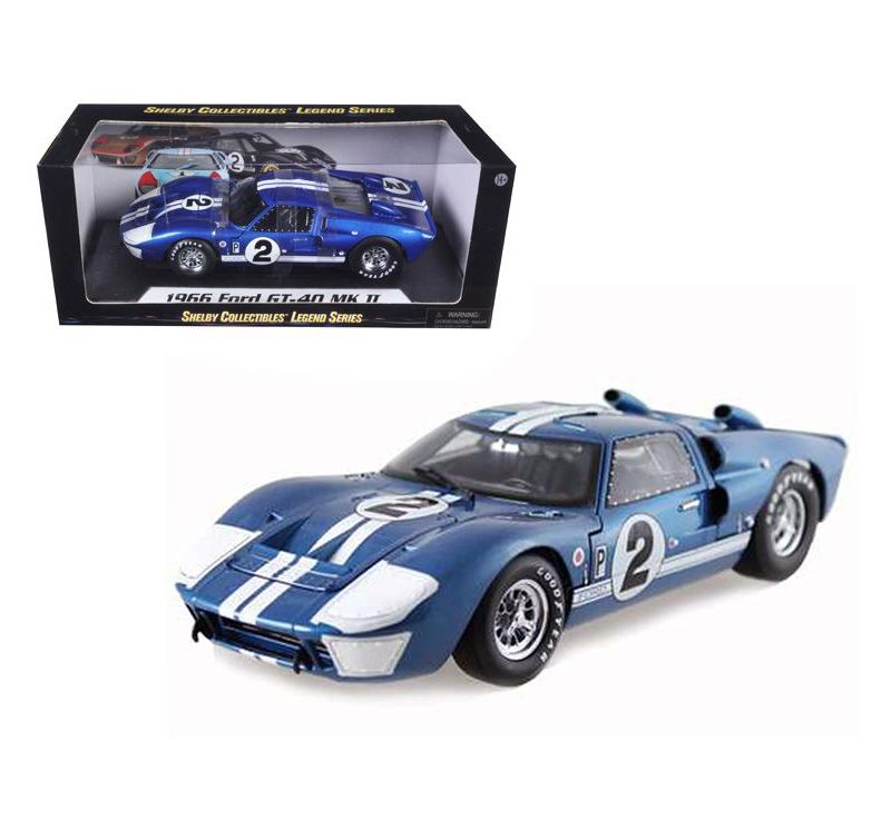 1966 Ford GT40 Mark II #2 Blue 12 Hours of Sebring 1/18 Diecast Car Model by Shelby Collectibles