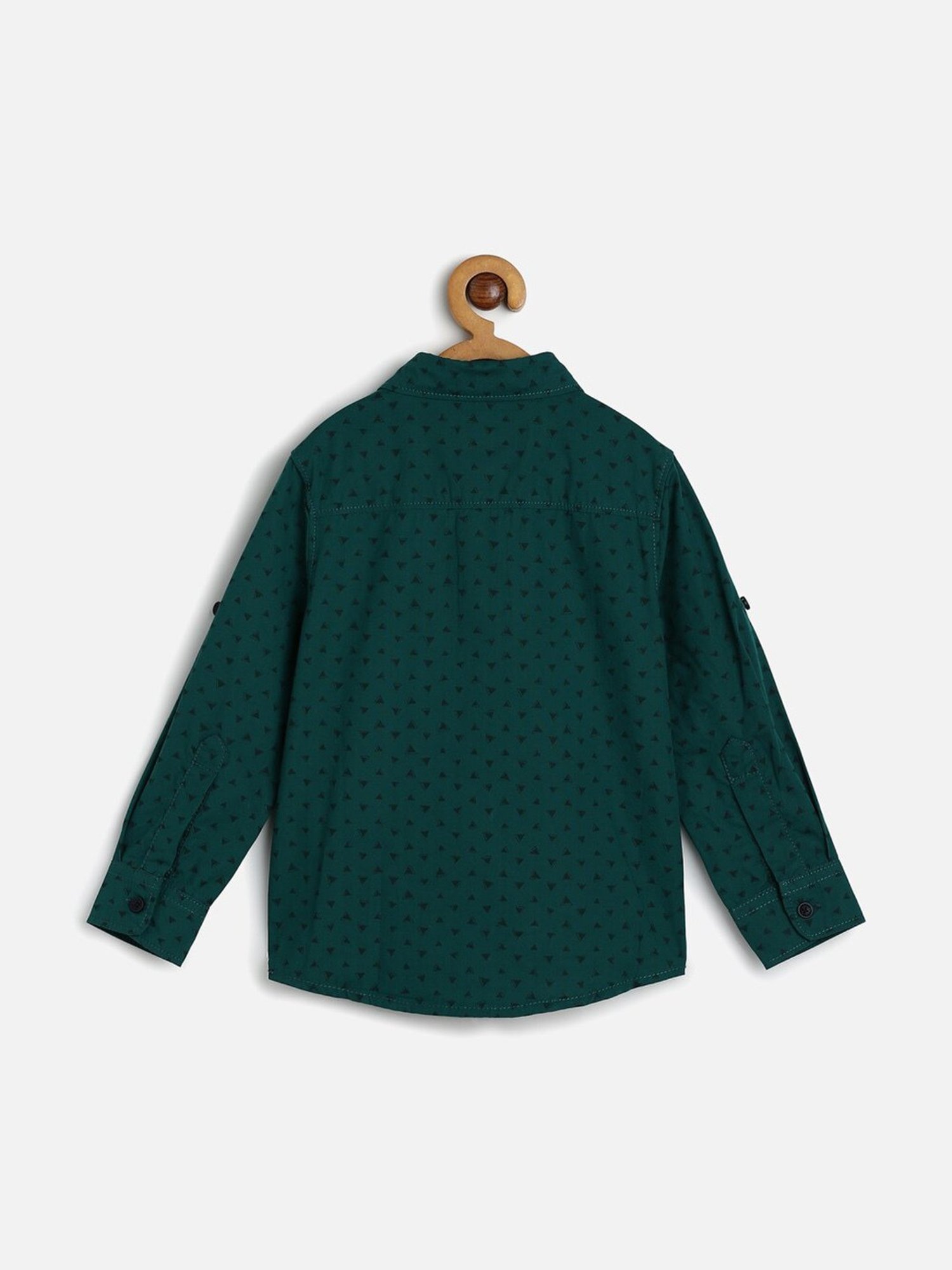 Allen Solly Junior Dark Green Printed Full Sleeves Shirt