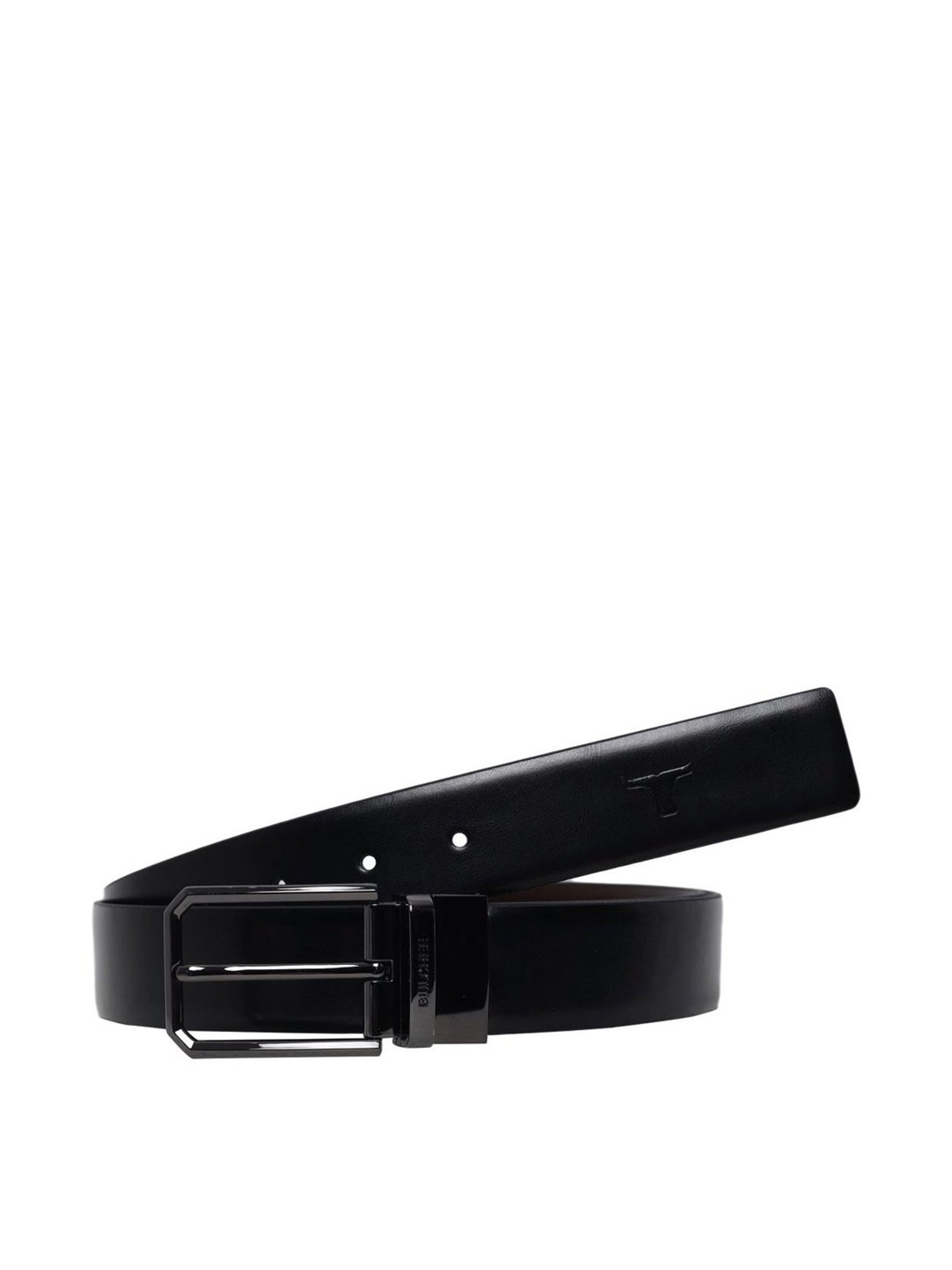 Bulchee Black & Brown Leather Solid Reversible Belt
