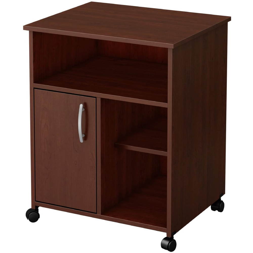 Printer Stand with Door Storage Office Cabinet, Wooden Under Desk Printer Cart Cabinet with Wheels