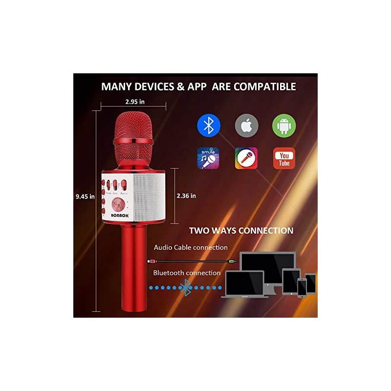 Wireless Bluetooth Karaoke Microphone,3-in-1 Portable Handheld Mic Speaker Machine Birthday Home Party for PC or All Smartphone(Q37 Red)