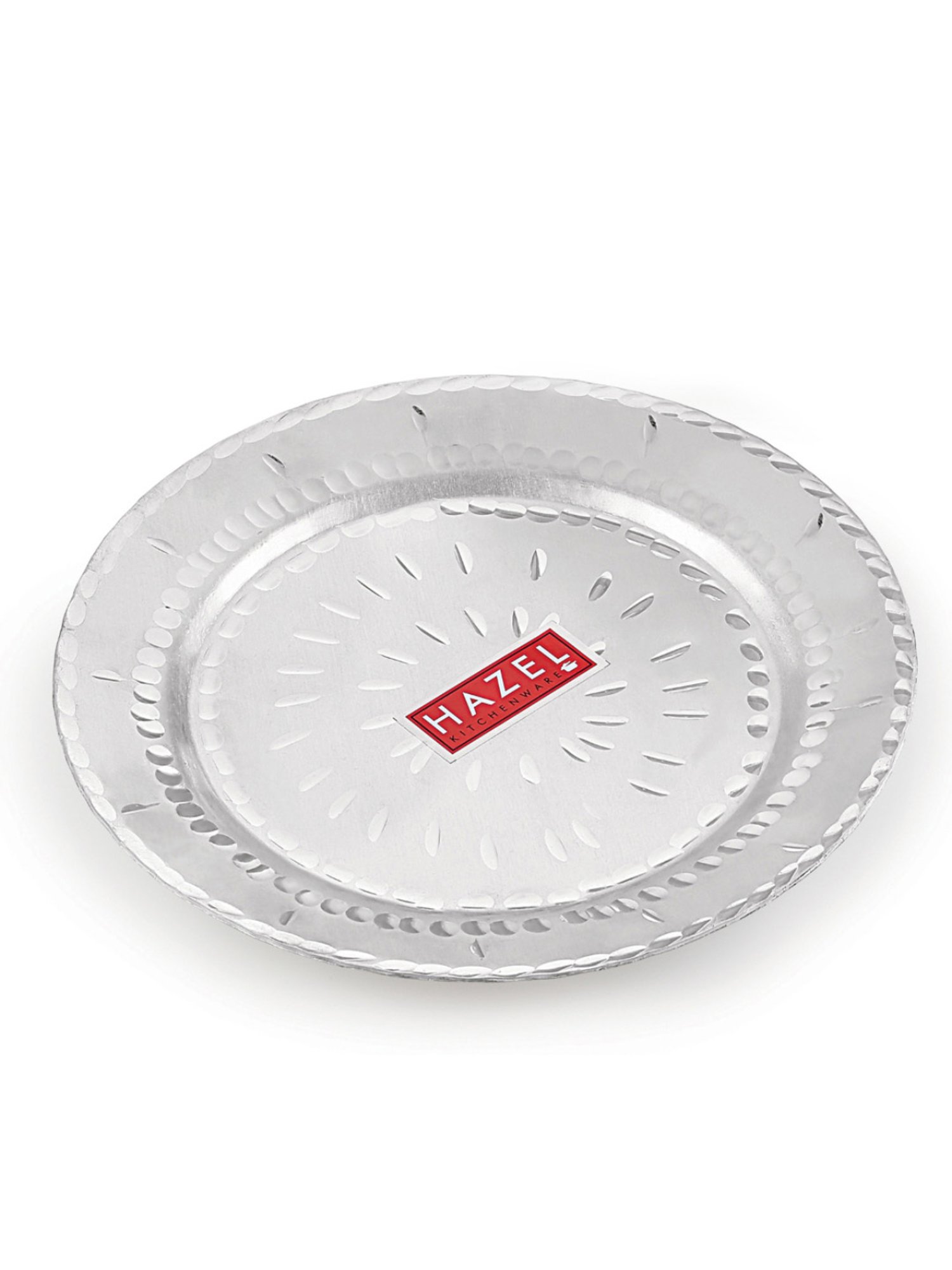 HAZEL Hammered Finish Silver Aluminium Tope or Patila with Lid (Set of 1)