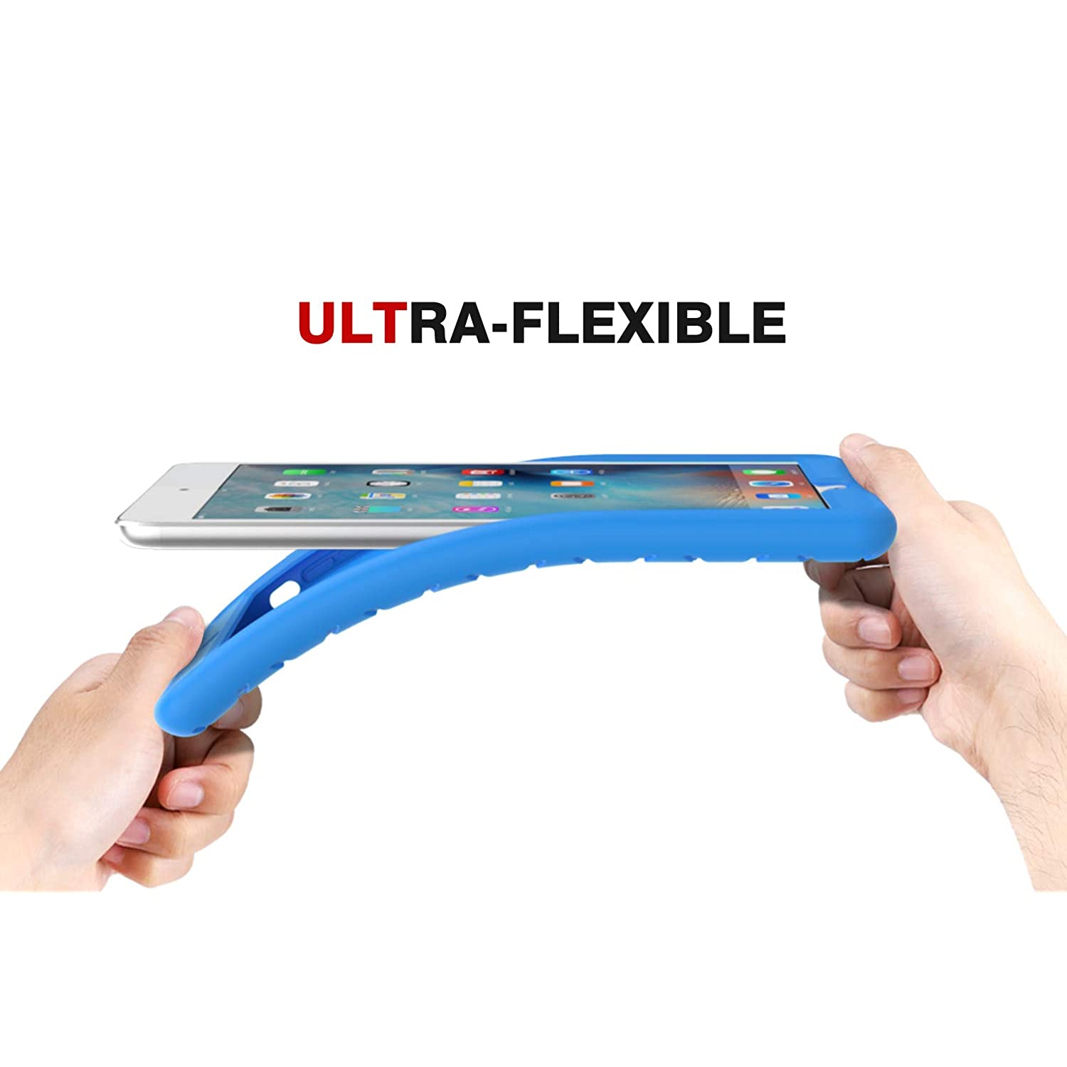 MoKo Case Fit iPad Mini 3/2/1- Light Weight Shock Proof Soft Silicone Back Cover [Kids Friendly] Fit Apple iPad Mini 1 (2012), iPad Mini 2 (2013), iPad Mini 3 (2014), Blue