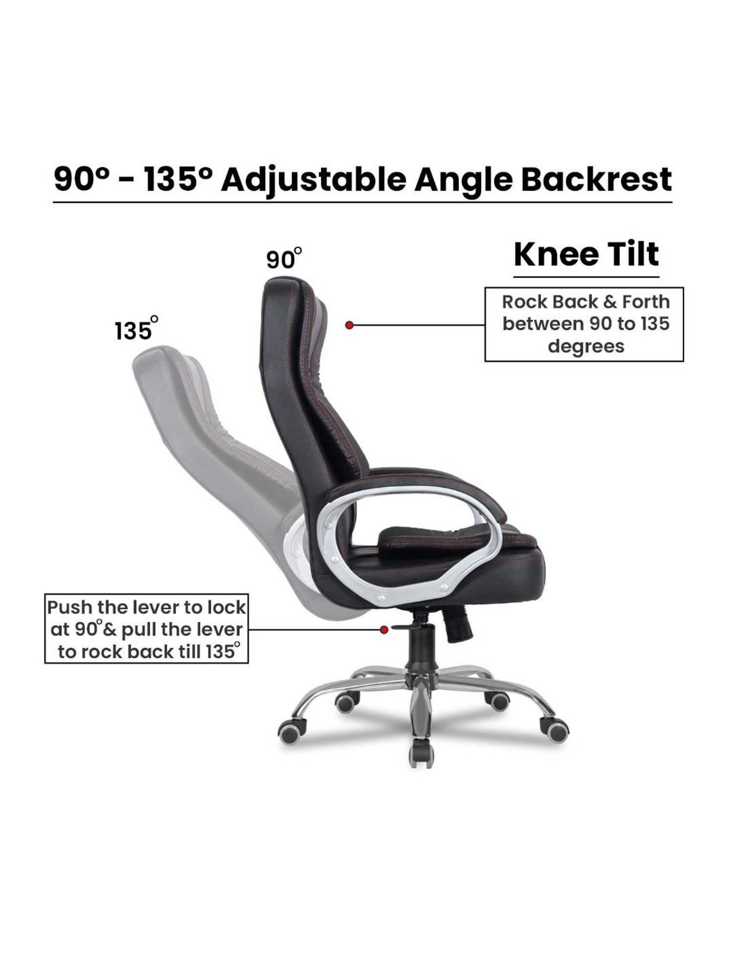 Green Soul Vienna Black PU Leather High Back Chair