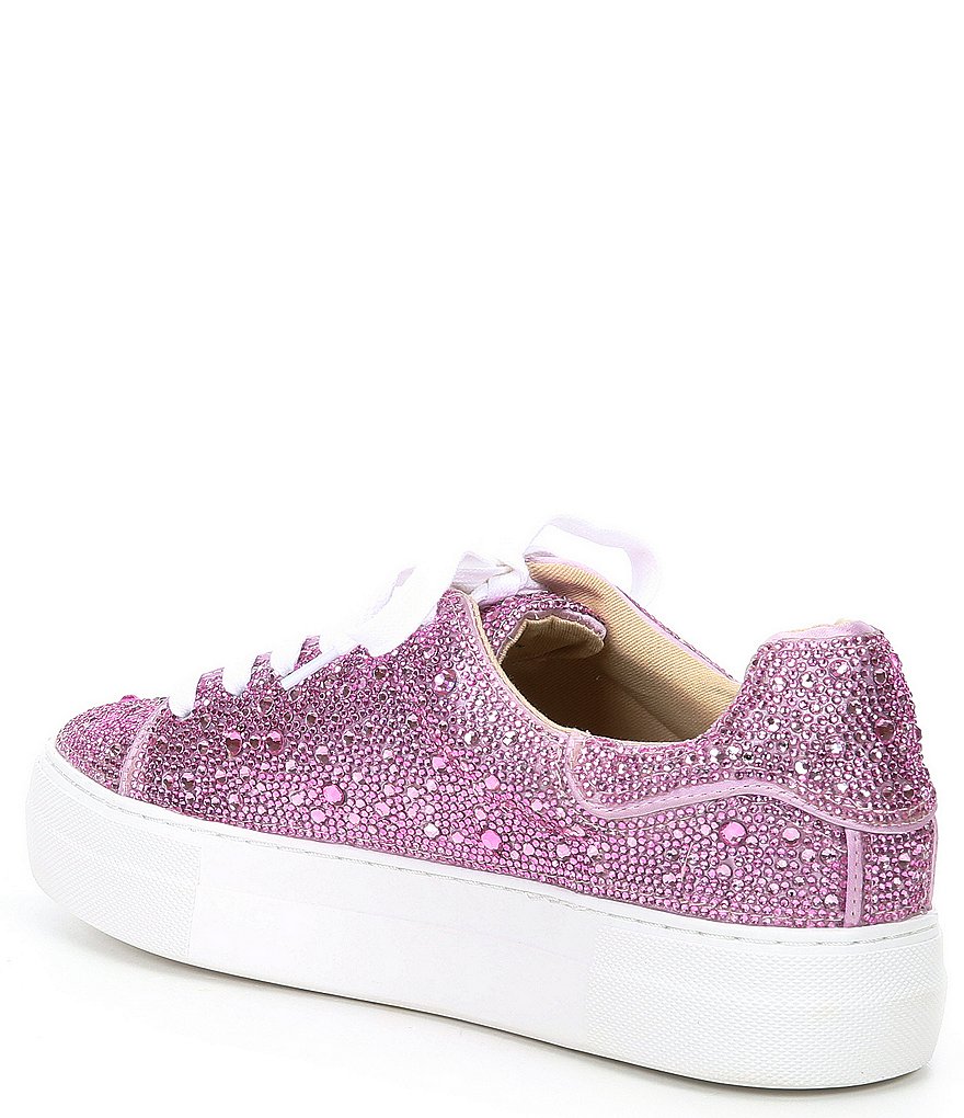 Blue by Betsey Johnson Sidny Rhinestone Embellished Platform Lace-Up Sneakers