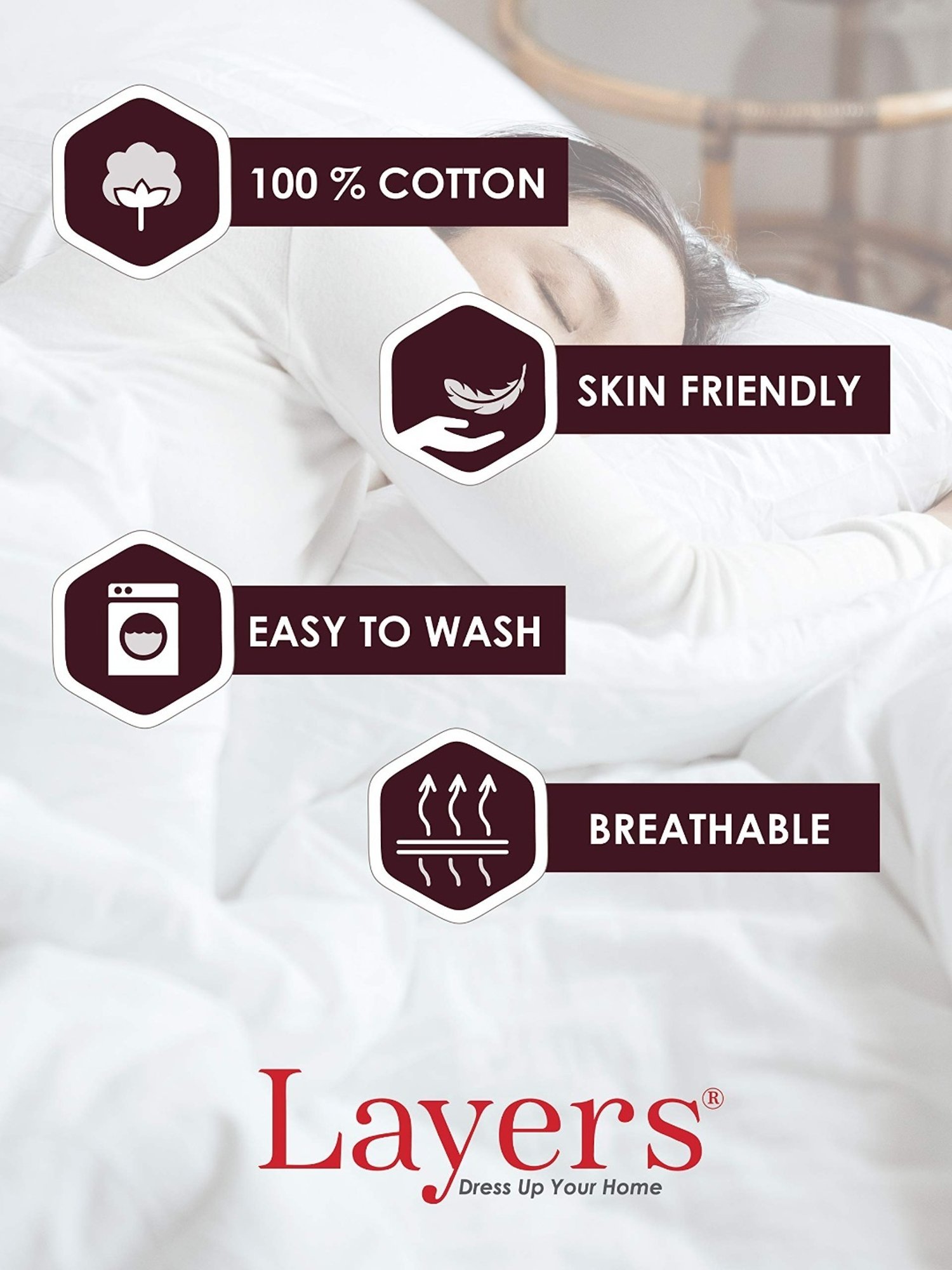 Layers Lombardy Checks Pink 140 TC Cotton Single Bed Sheet with 1 Pillow Cover