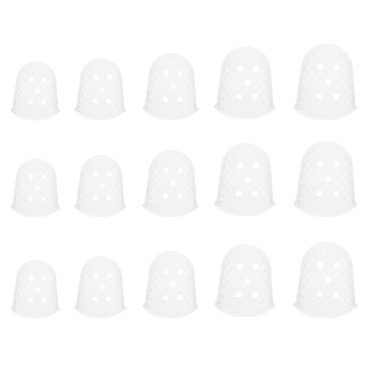 15pcs Guitar Fingertip Protectors Silicone Finger Guards for Ukulele Electric Guitar 5 Sizes (Transparent Color)