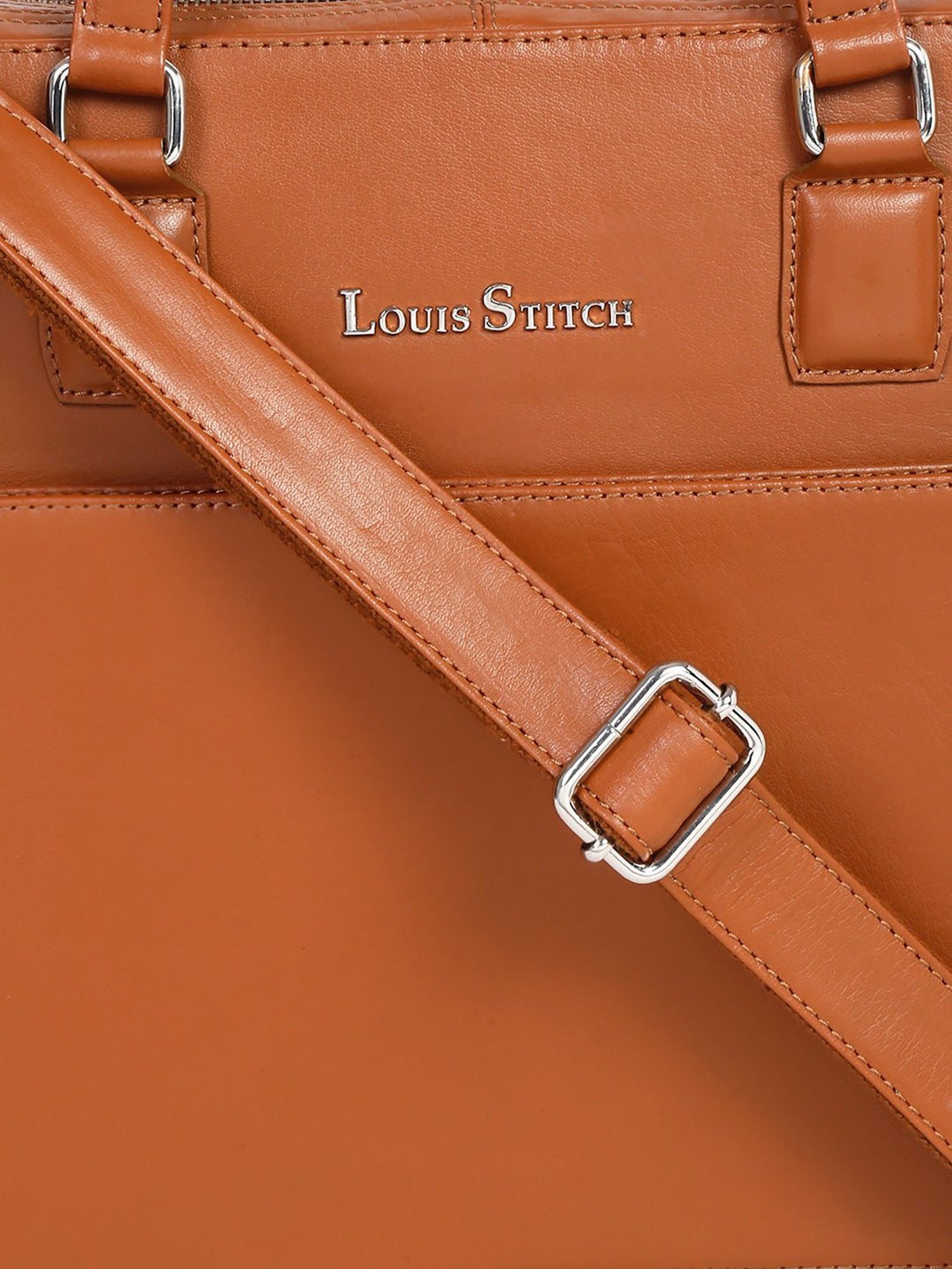 Louis Stitch Tan Leather Medium Multifunctional Executive Laptop Bag
