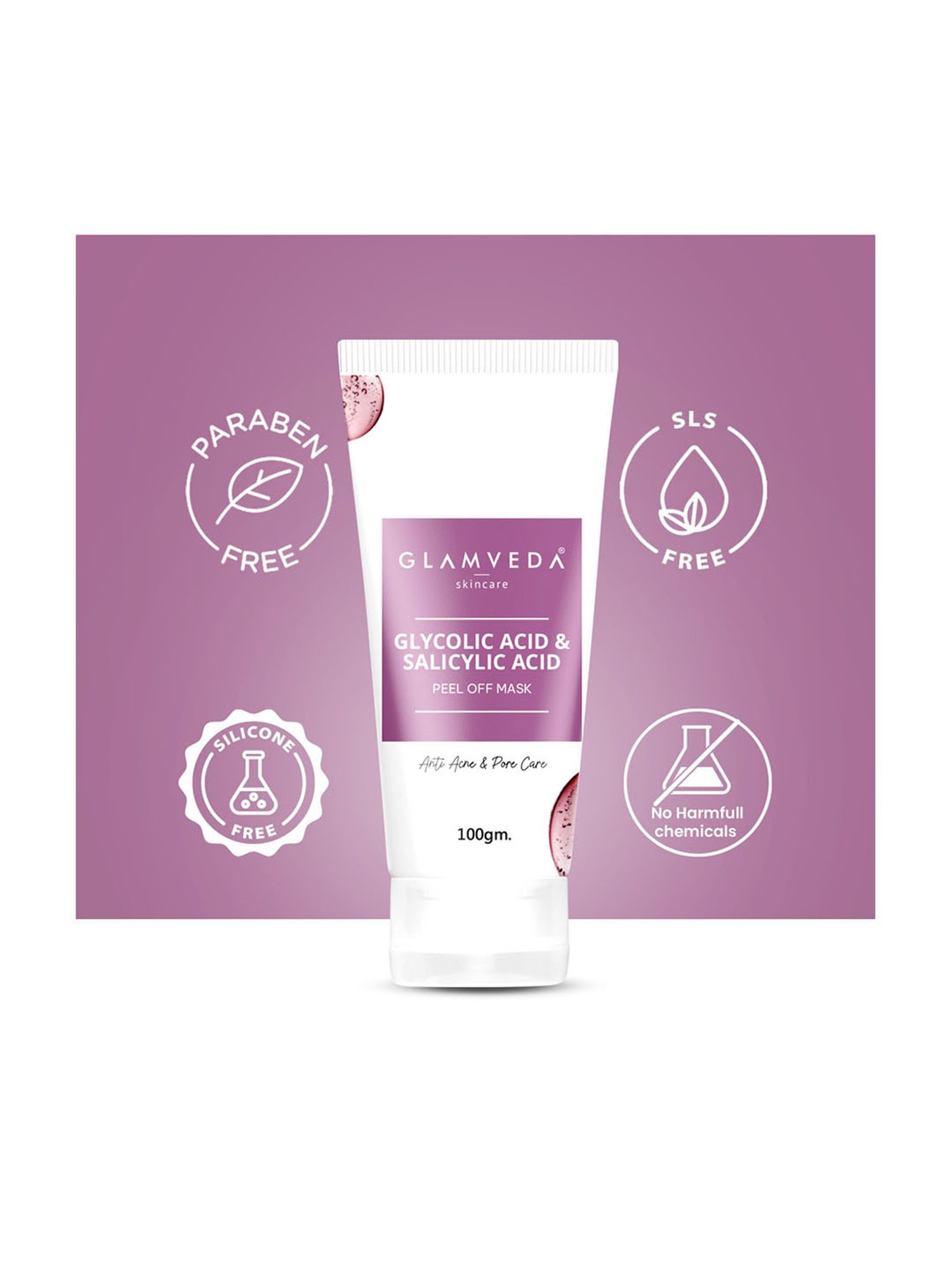 Glamveda Glycolic Acid and Salicylic Acid Peel Off Mask - 100 gm