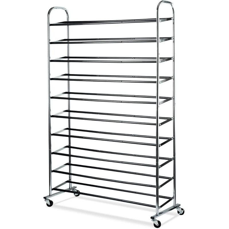 Homeitusa 10-Shelf Shoe Rack Fits 50 Pair - Chrome/Black