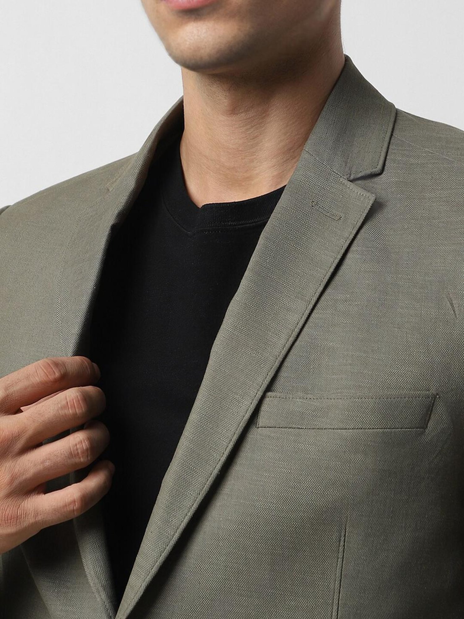 Van Heusen Olive Slim Fit Texture Blazer