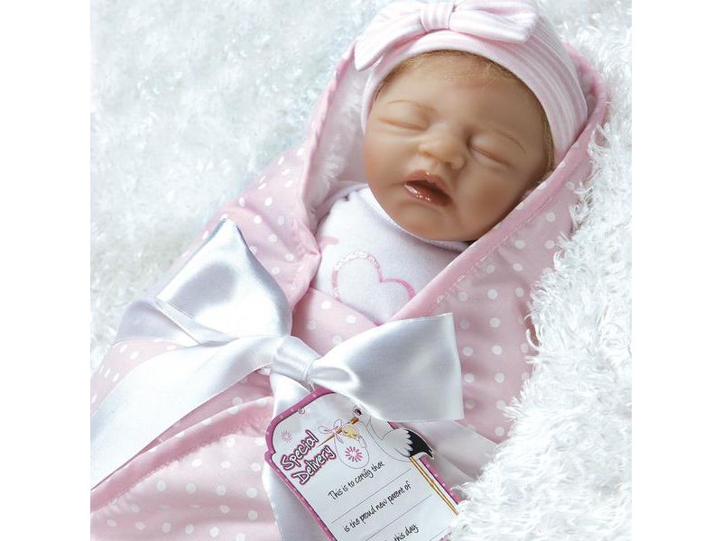 Paradise Galleries Reborn Baby Doll in Silicone Vinyl, 17.5 inch Sleeping Newborn Girl Baby Bundles: I Love Naps, 7-Piece Ensemble