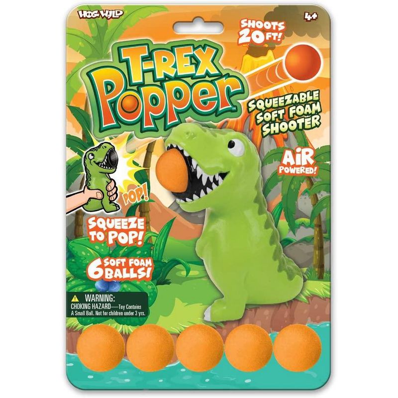 Hog Wild T-Rex Dinosaur Popper Toy, Shoots Foam Balls!