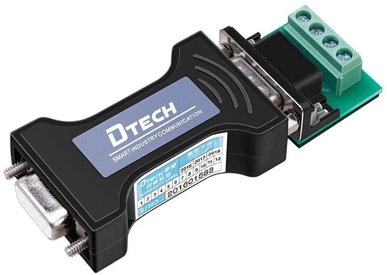 DTECH RS232 to RS485 Serial Converter Adapter with 4 Position Terminal Block for Industrial Long Haul Communication Data Supports 600W Anti-Surge