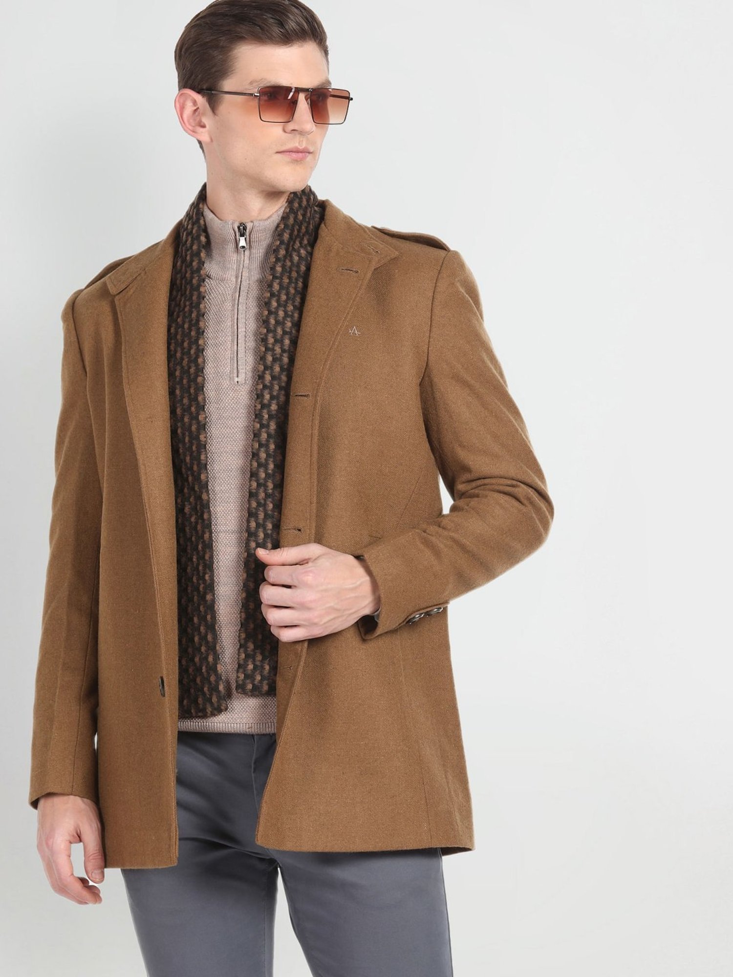 Arrow Sport Brown Regular Fit Overcoat