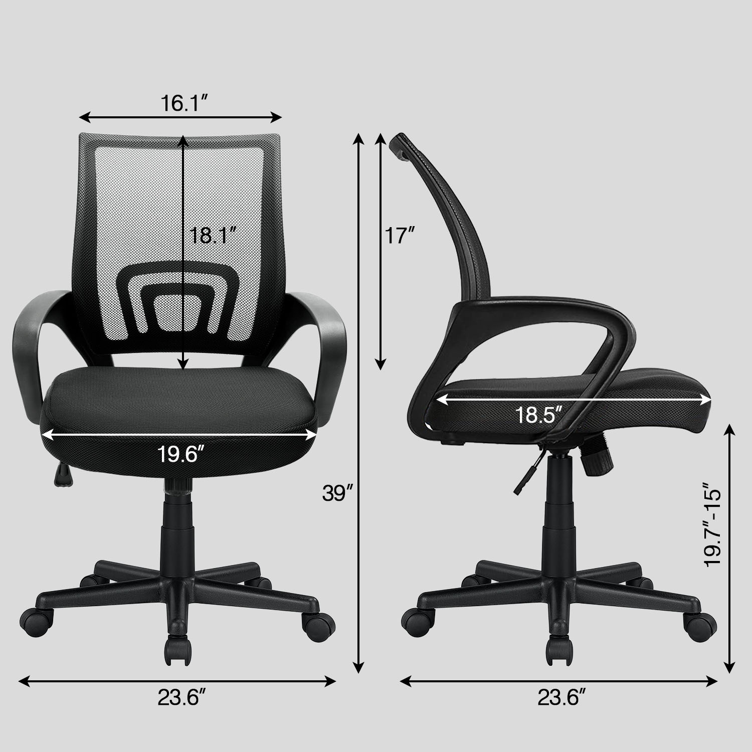 Vitesse Office Chair Mesh Desk Chair Ergonomic Computer Chair with Lumbar Support Modern Executive Adjustable Chair Rolling Swivel Chairs for Women Men,Grey