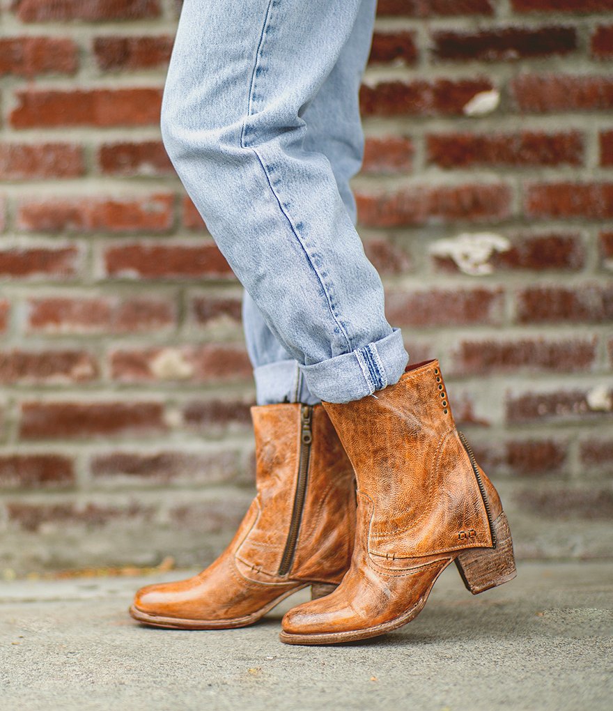 Bed Stu Iris Leather Block Heel Booties