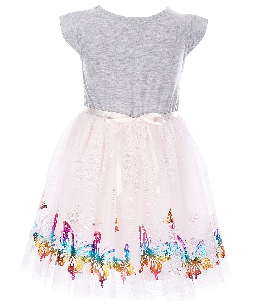 Zunie Little Girls 2T-6X Love Butterfly Knit/Mesh Tutu Dress