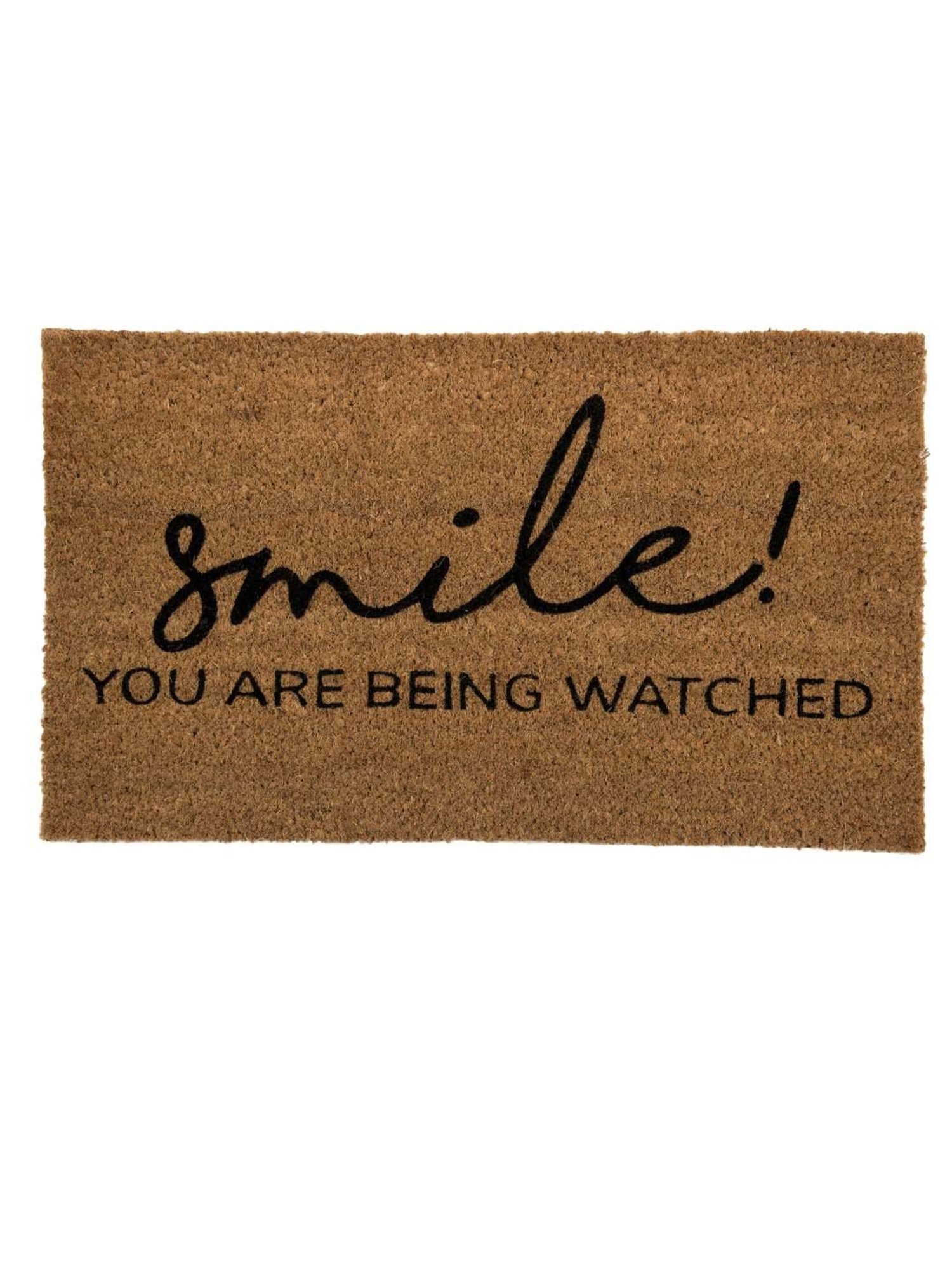 SWHF Smile ! you are being watched Brown & Black Pvc Medium Door Mat