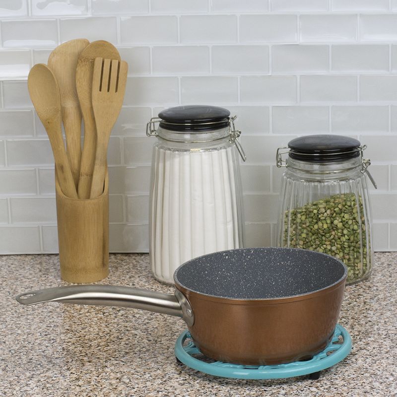 Home Basics Scroll Collection Steel Trivet, Bronze