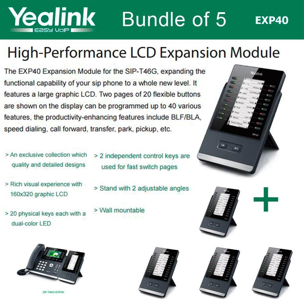 Yealink EXP40 5-PACK LCD Expansion Module for T46G, T48G, T46S, T48S