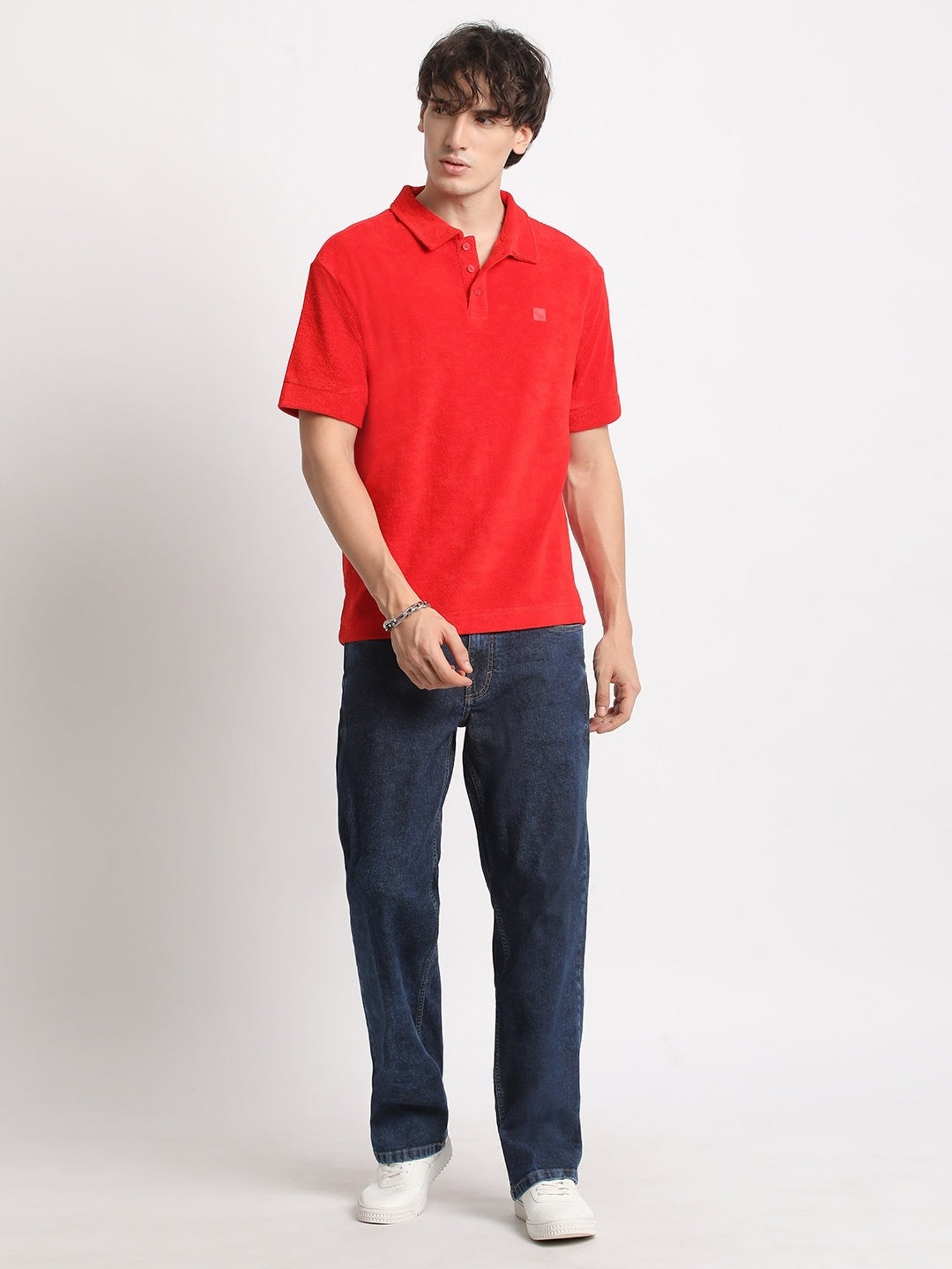 The Bear House Red Relaxed Fit Polo T-Shirt