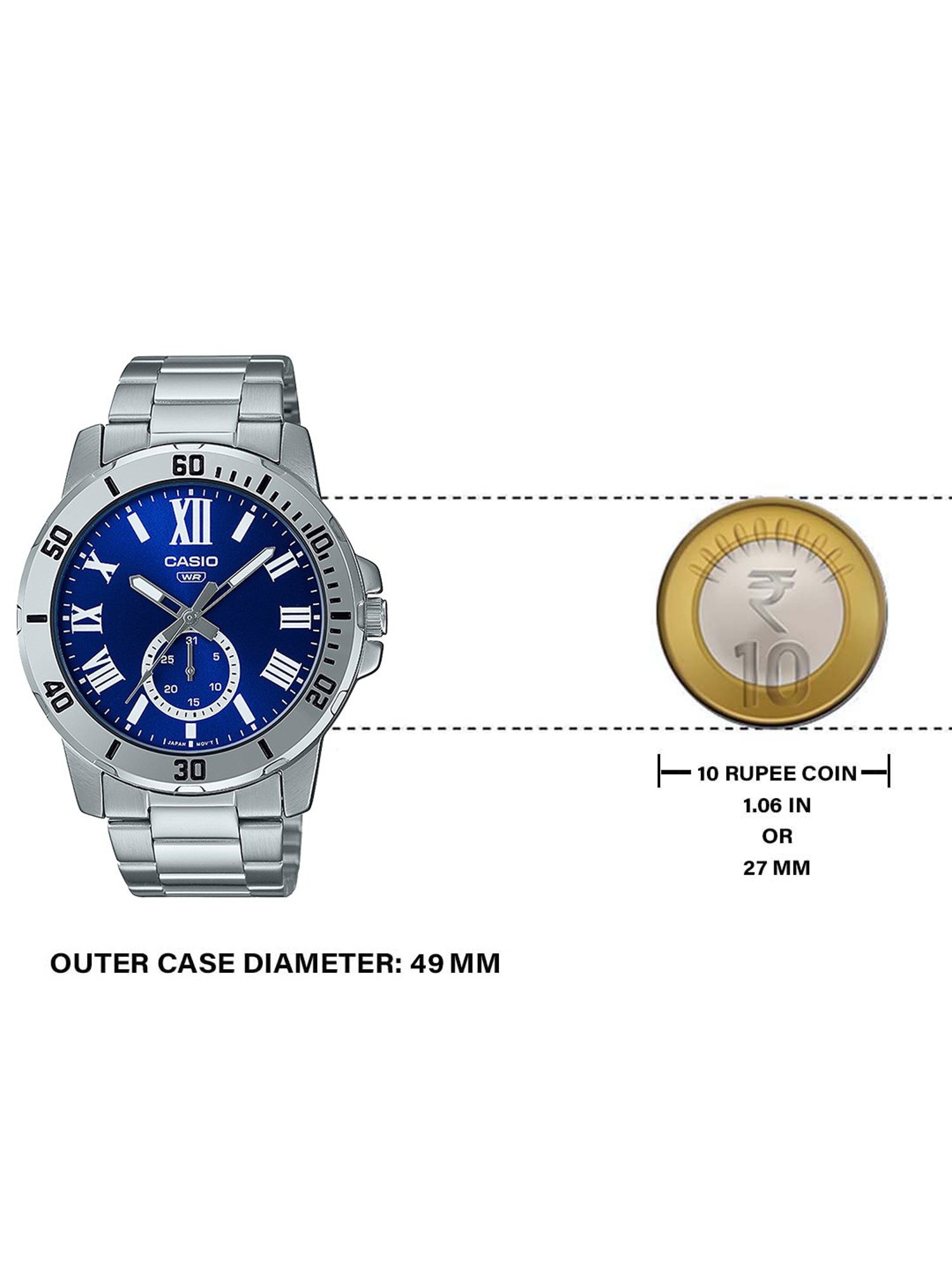 Casio MTP-VD200D-2BUDF Enticer Analog Watch for Men (49 mm)