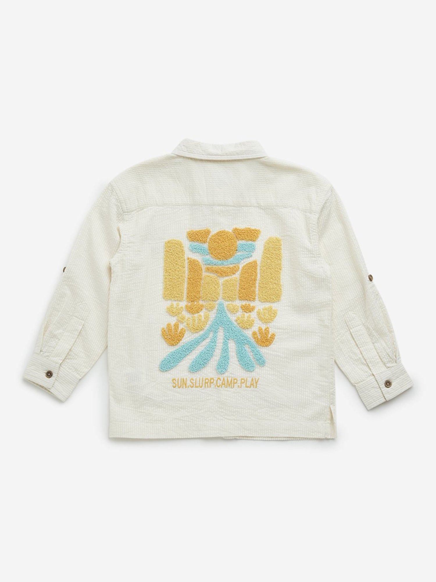 HOP Kids by Westside Beige Seersucker Textured Cotton Shirt