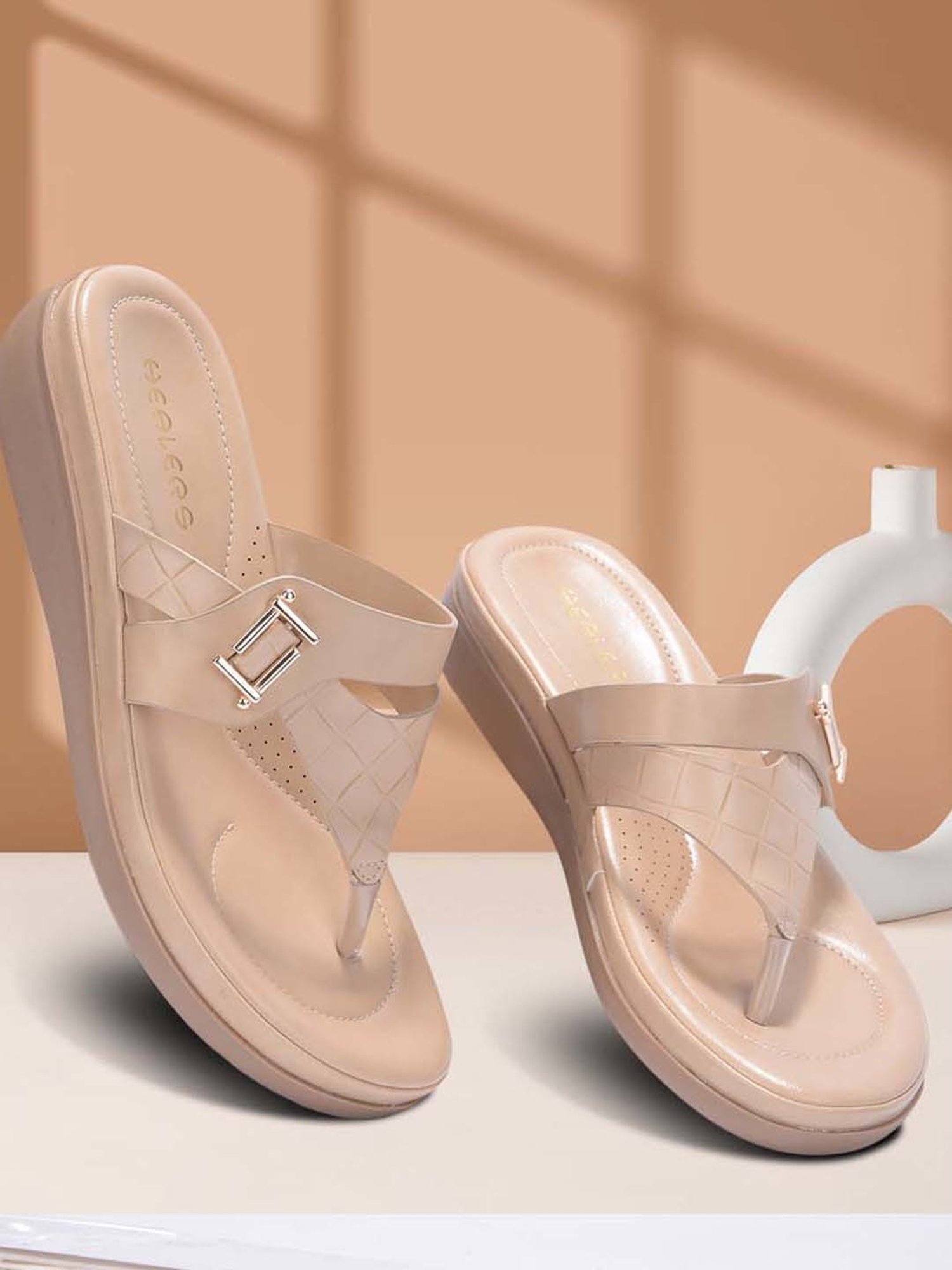 Healers by Liberty Women's Beige Thong Wedges