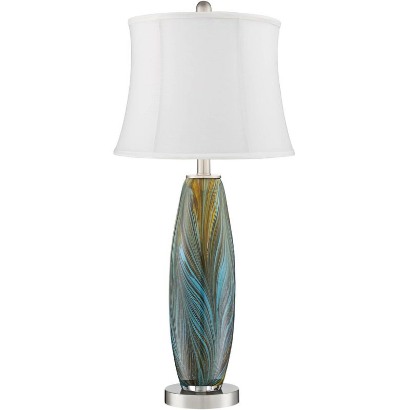 360 Lighting Azure Art Glass Cream Shade Table Lamps Set of 2