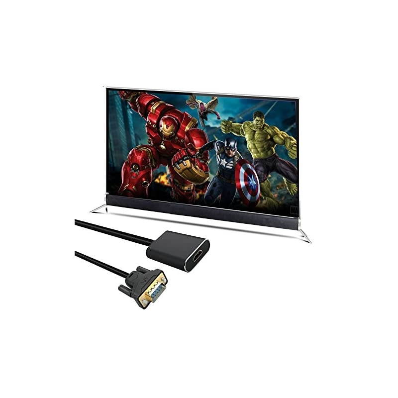 VGA to HDMI,  Gold-Plated 1080P Full HD VGA to HDMI Audio Video Converter Adapter Cable with USB Cable Support HDTV for PC Laptop Display Computer Mac Projector and More