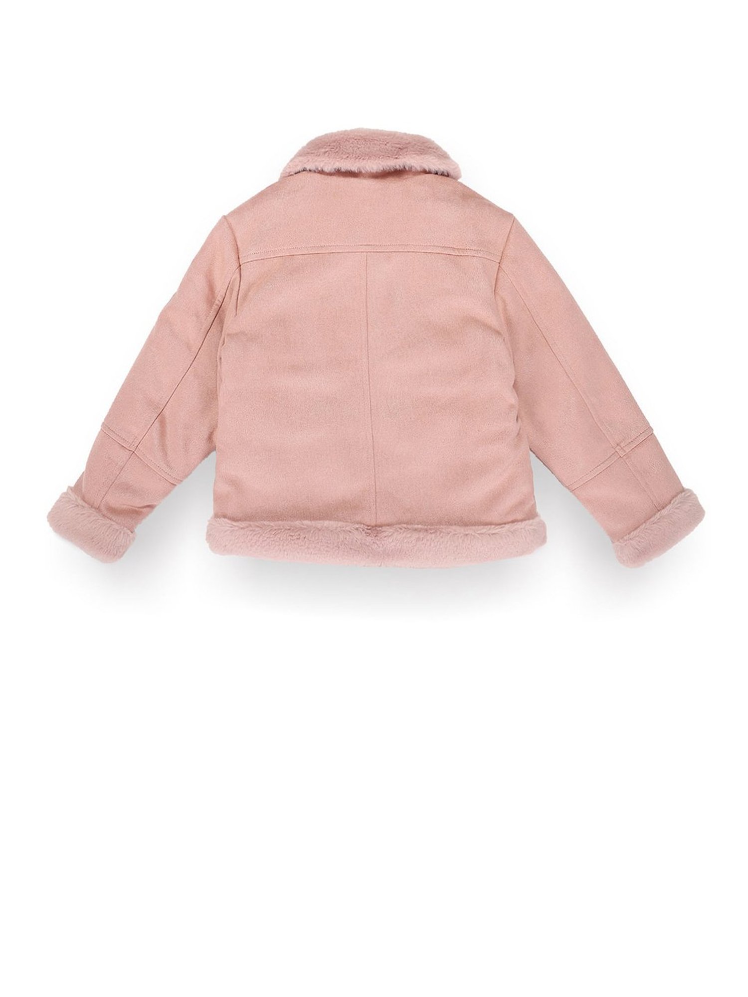 U.S. Polo Assn. Kids Pink Solid Full Sleeves Suede Jacket