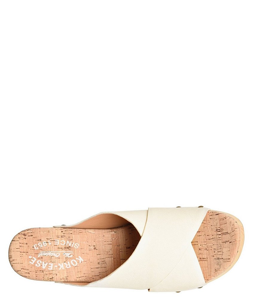 Kork-Ease Tatum Leather Wood Heel Platform Slide Sandals