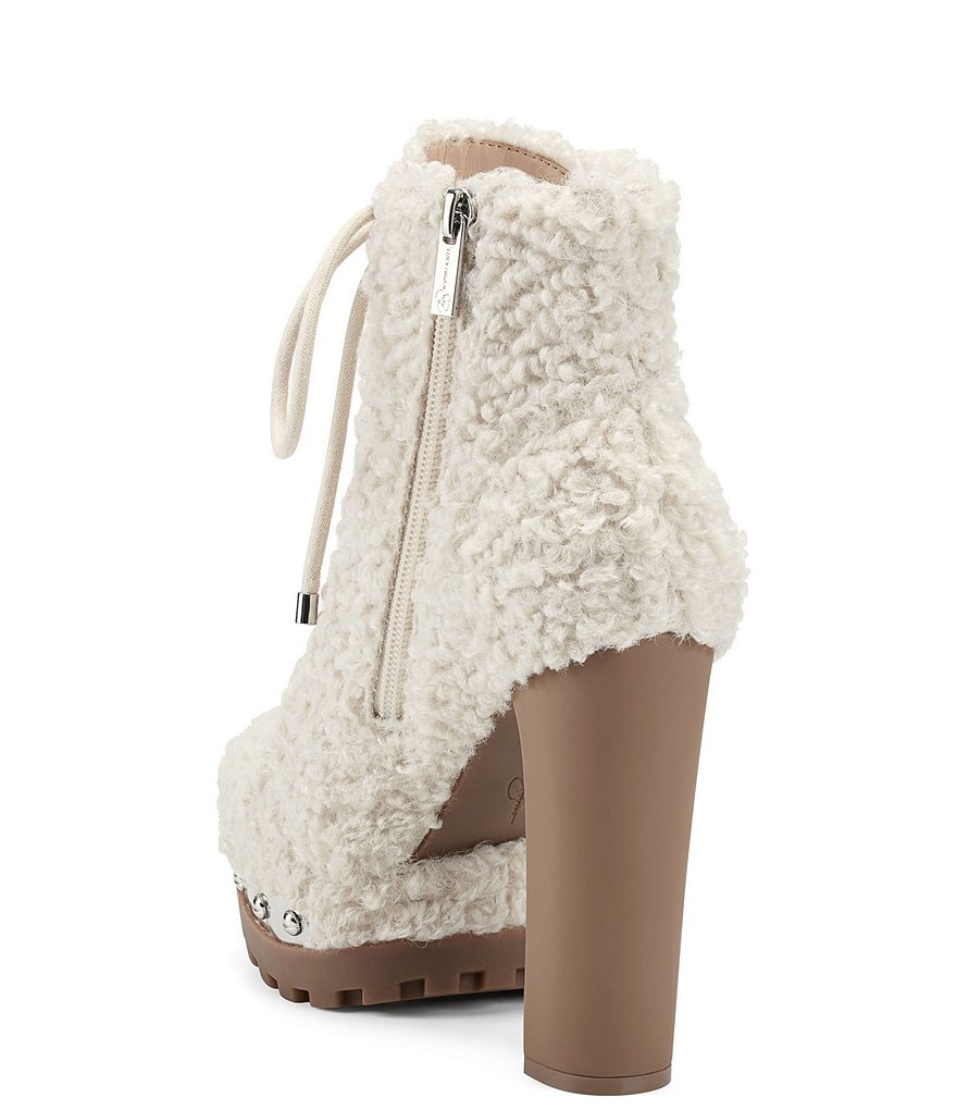 Jessica Simpson Irella Faux Shearling Studded Platform Lug Sole Hiker Booties