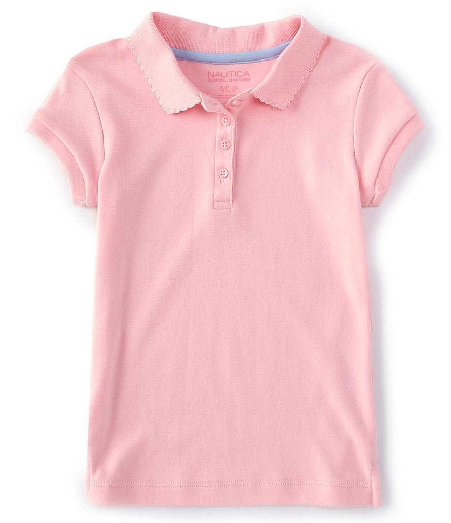 Nautica Little Girls 4-6X Short Sleeve Picot Trim Polo
