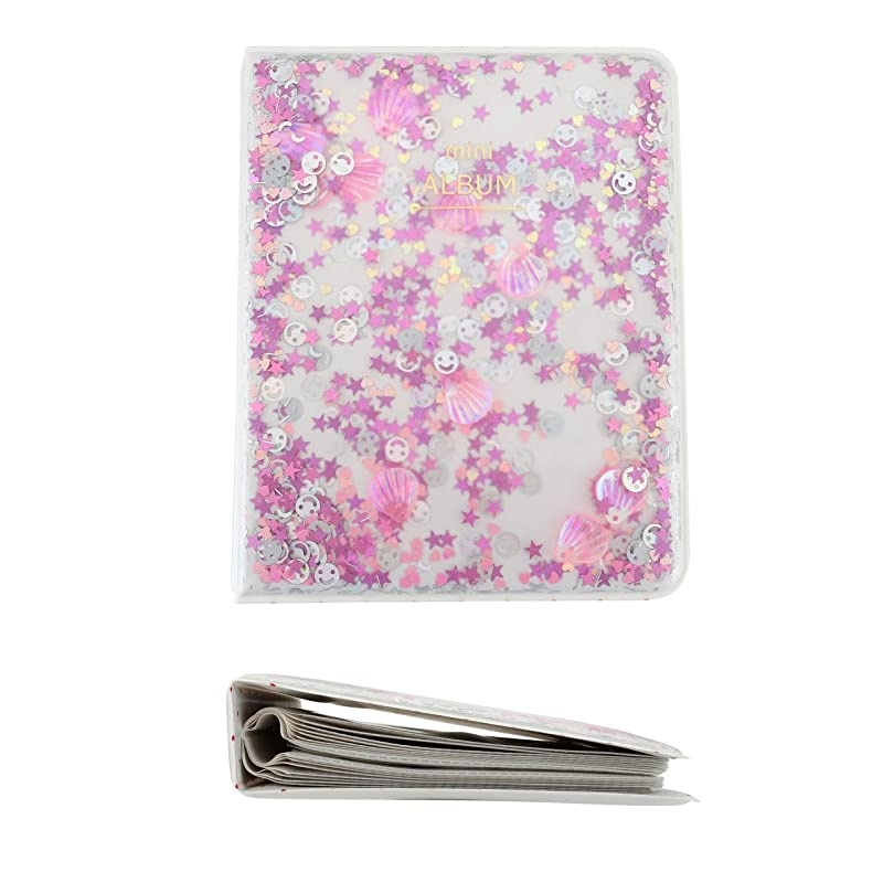 Mini Photo Album 2 Pack 64 Pockets Shell Album for Fujifilm Instax Mini 7s 8 8 9 25 26 50s 70 90 Film Polaroid Camera 3inch Film Blue Shell + Pink Shell