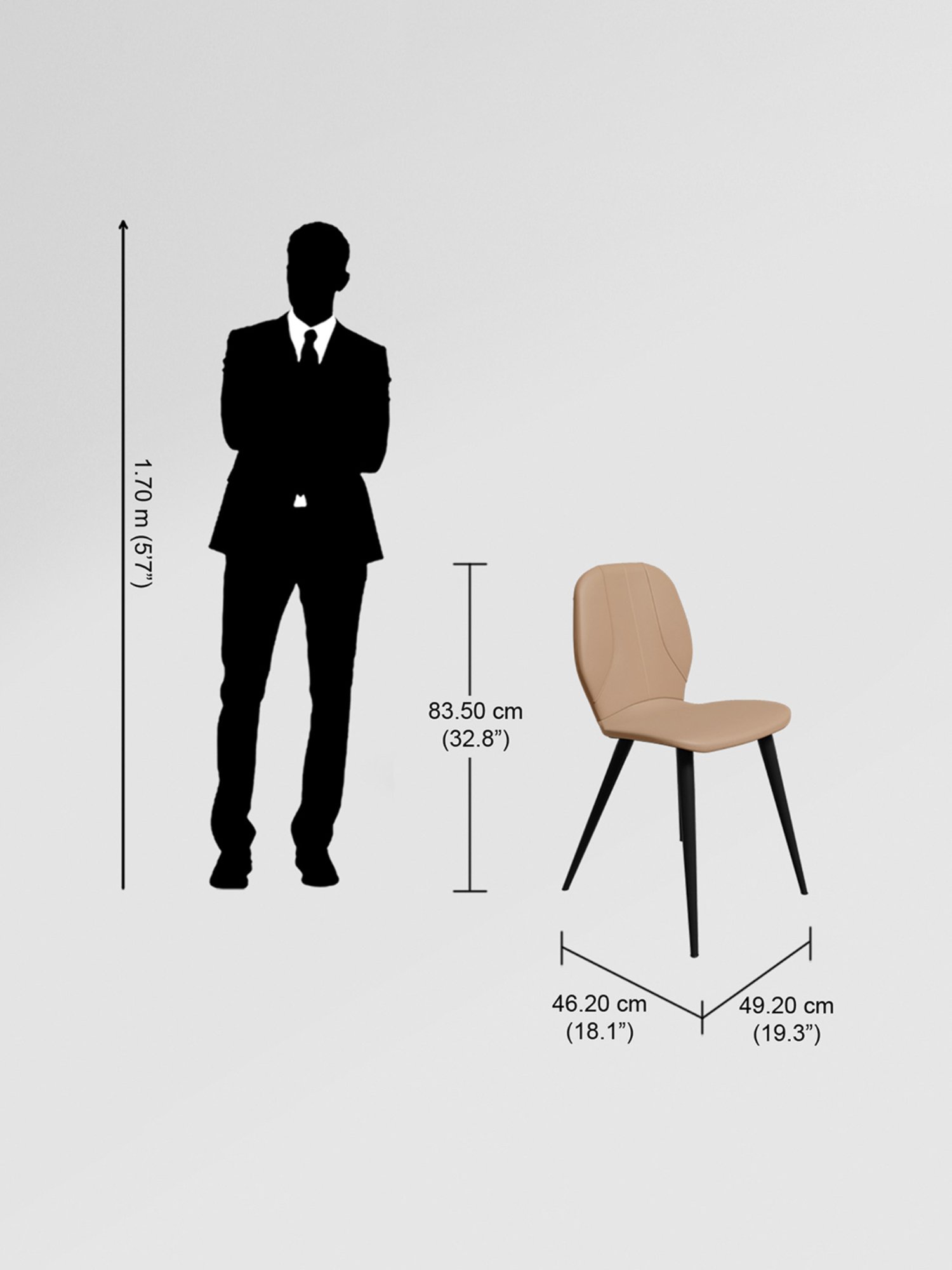 Godrej Interio Sked Beige Leather Dining Chair (Set of 2)