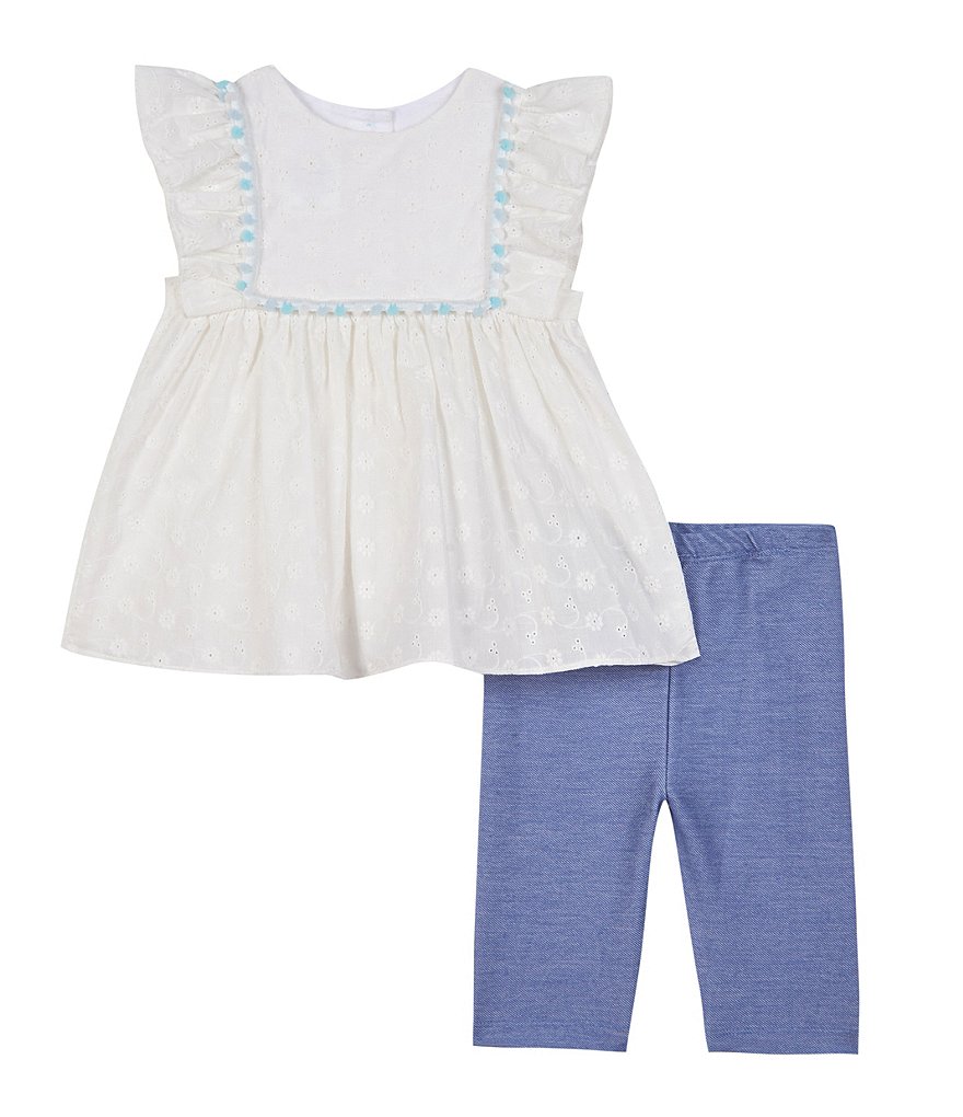 Pastourelle By Pippa & Julie Toddler Girls 2T-4T Flutter-Sleeve Tunic Top & Capri Leggings Set