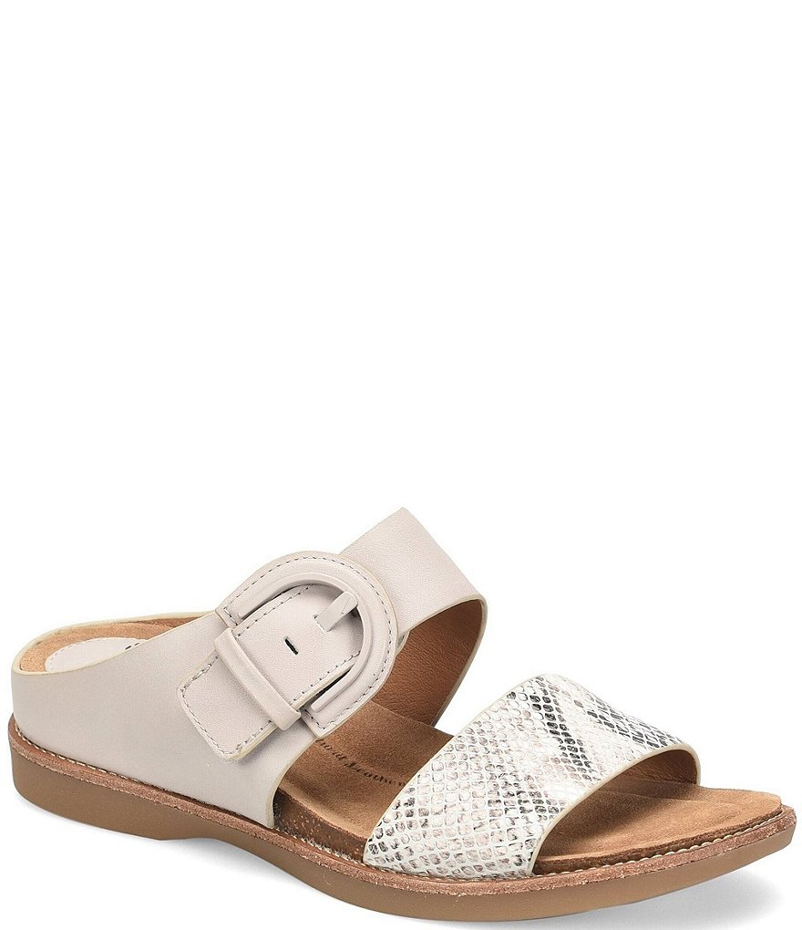 Sofft Braye Leather Snake Print Comfort Footbed Slides