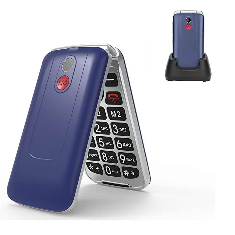 3G Senior Flip Phone Unlocked with SOS Big Button T Mobile Flip Phone Dual Card 2.8 Inch Screen GSM Flip Phone Large Button Large Volume Basic Cell Phones with Charging Dock(Blue)