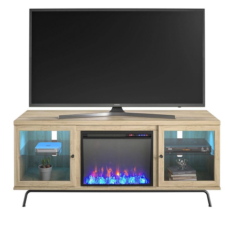 70" Aronson Fireplace Tv Stand Blonde Oak - Room &