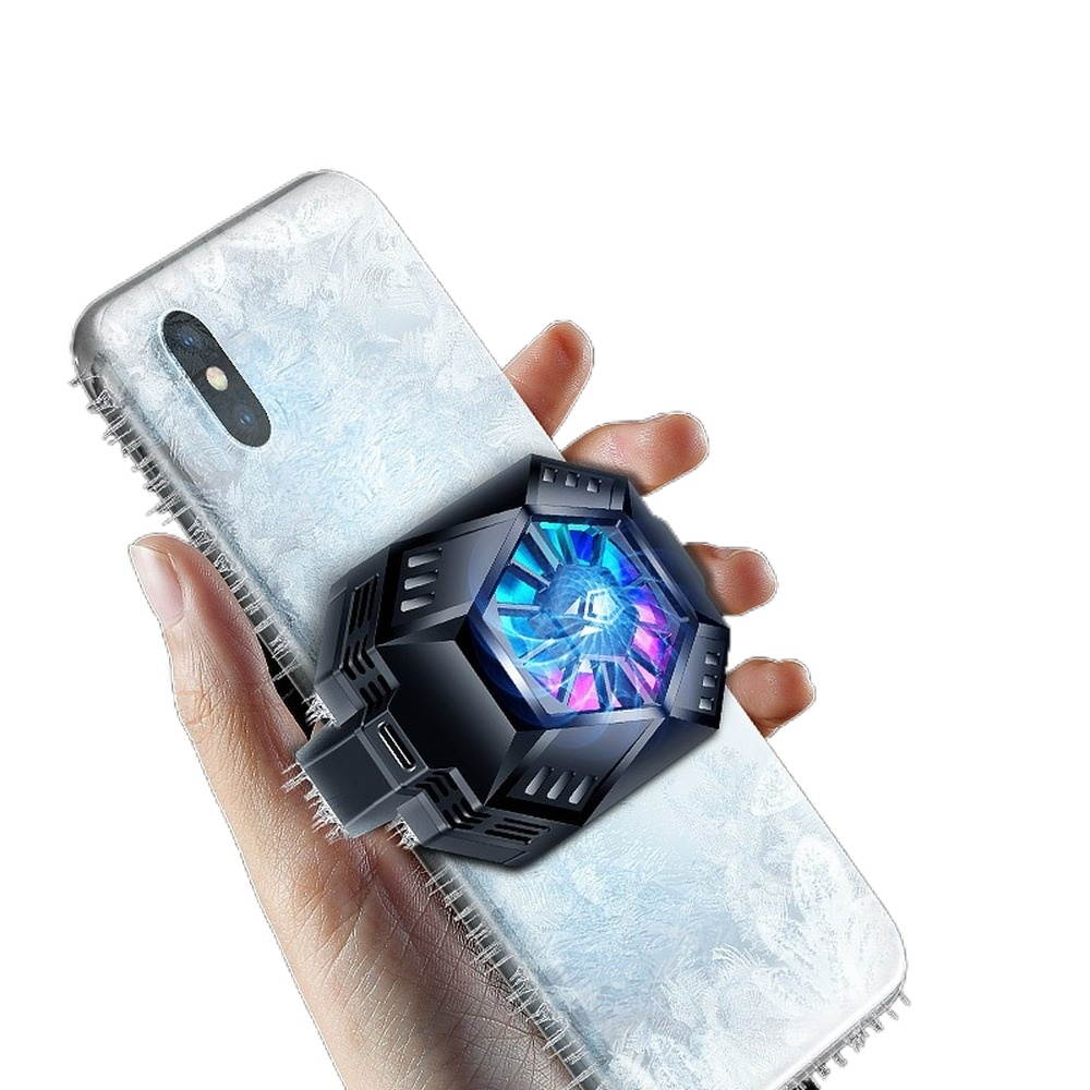 TakeIt Mobile Phone Cooler 3 Seconds Cooling Phone Radiator Semiconductor Heatsink with RAG Light Fan for Andoid Smartphone iPhone Gaming Lives Watch Videos