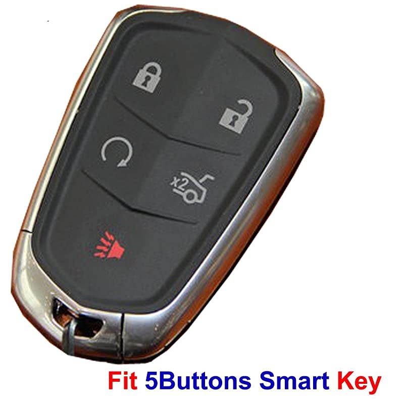 2Pcs  Rubber 5 Buttons Smart Key Fob Remote Cover Case Protector Keyless Jacket for 2018 2017 2016 Cadillac CT6 XT5 CTS XTS SRX ATS HYQ2AB HYQ2EB Black