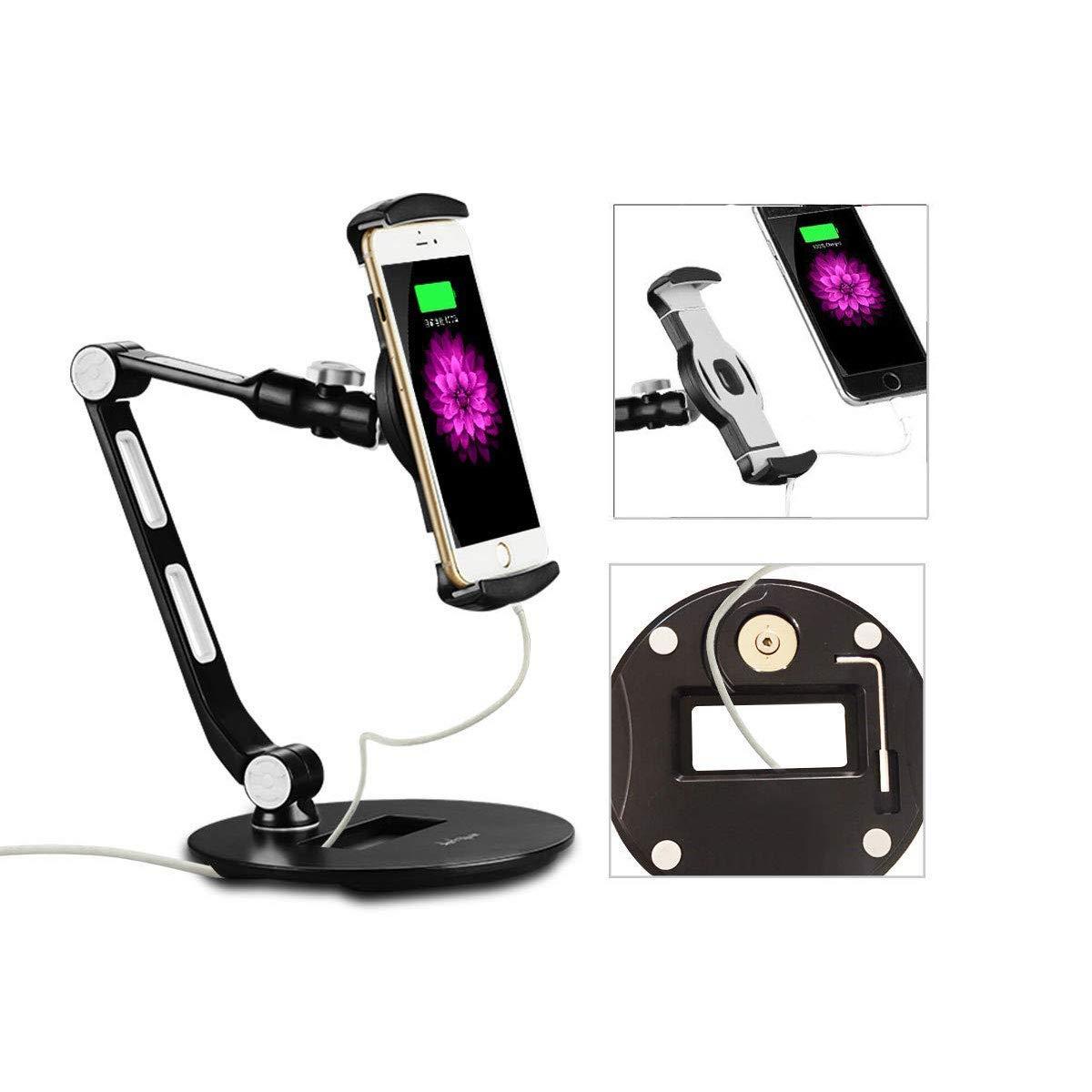 Suptek Aluminum Tablet Desk Stand for iPad, iPhone, Samsung, Asus and More 4.7-12.9 inch Devices, 360&deg; Flexible Cell Phone Holder Mount, Good for Bed, Kitchen, Office (YF208D)