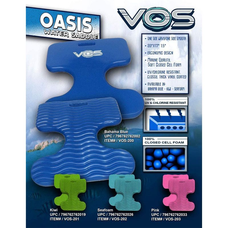 Vos Oasis Water Saddle Swimming Pool Float Lounge Seat for Adults & Kids, Made with UV Resistant Foam for Single Rider Floating, Barrier Blue (4 Pack)
