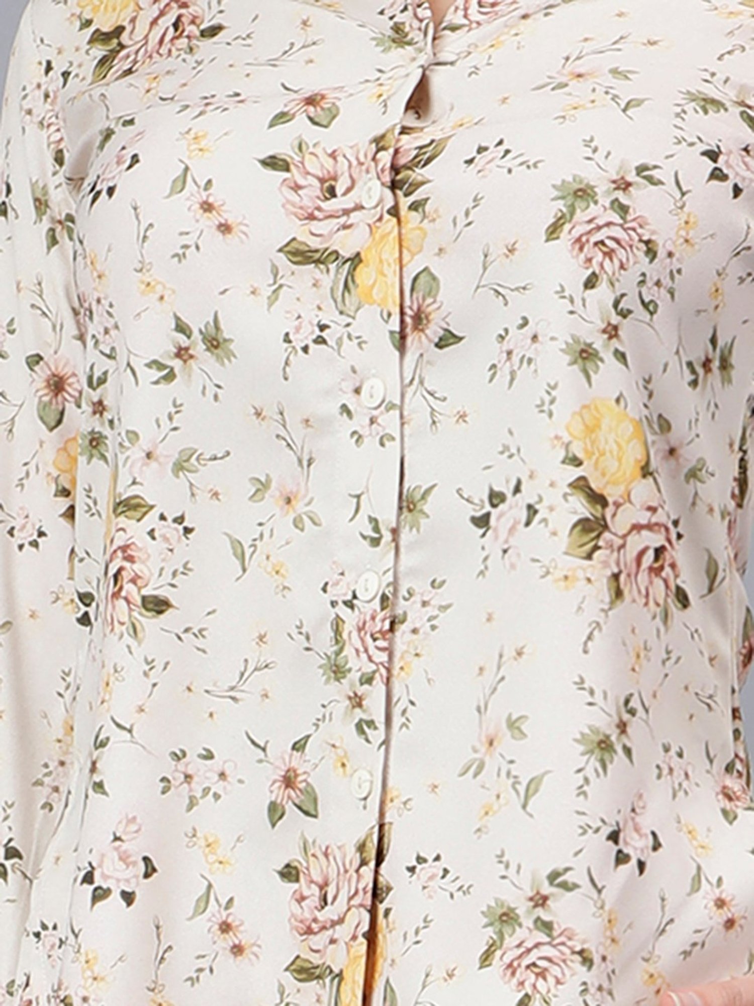 Anvi Be Yourself Cream Floral Print Midi Co-Ord Set