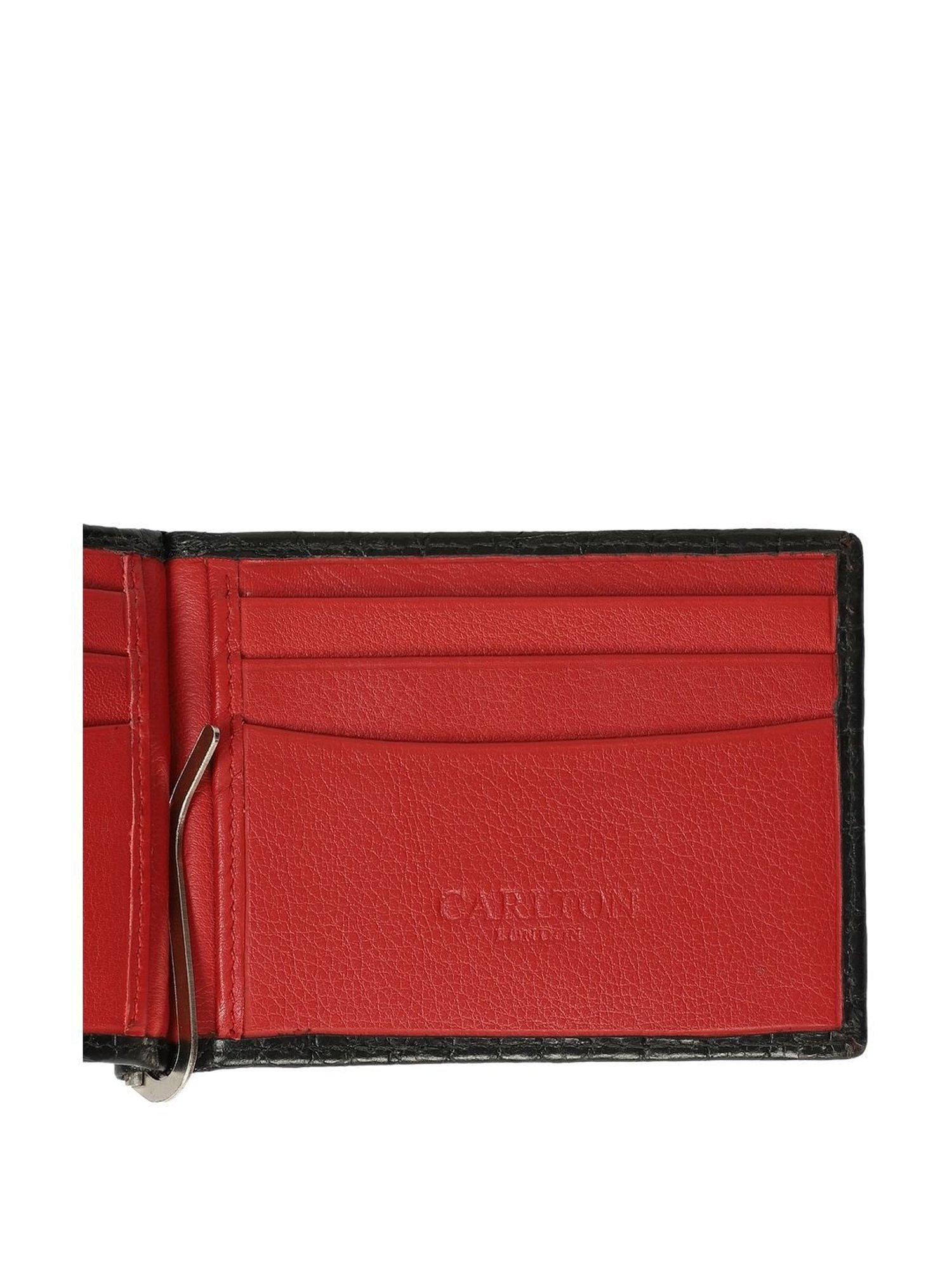 Carlton London Black Casual Leather Money Clip For Men